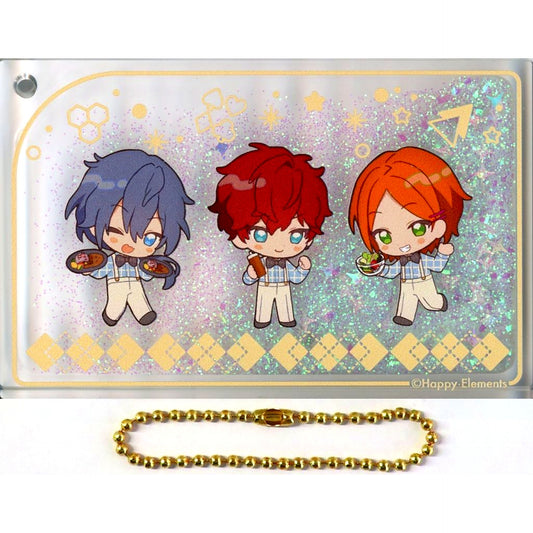 Niki Shiina & Hiiro Amagi & Hinata Aoi Ensemble Stars!! ENSEMBLE HOLIDAY!! x animatecafe Snow Globe Style Liquid Acrylic Keychain [USED]