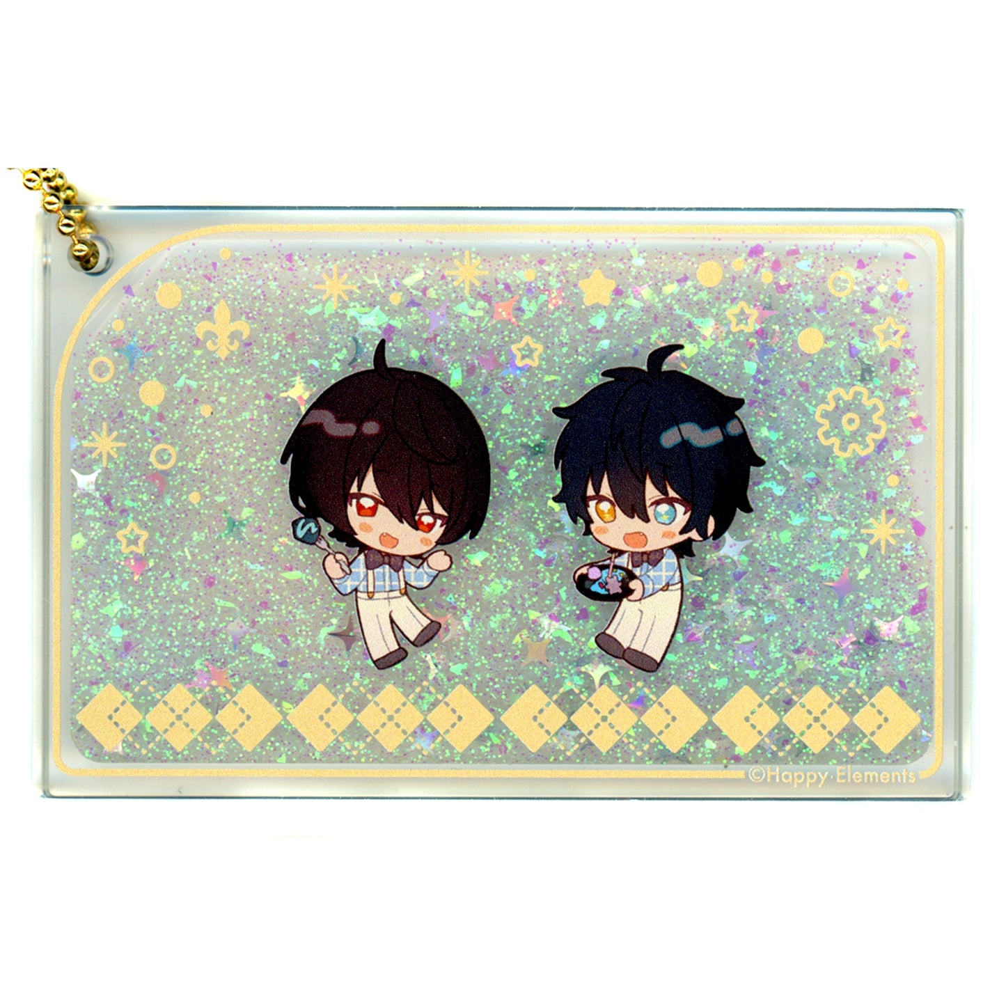 Ritsu Sakuma & Mika Kagehira Ensemble Stars!! ENSEMBLE HOLIDAY!! x animatecafe Snow Globe Style Liquid Acrylic Keychain [USED]