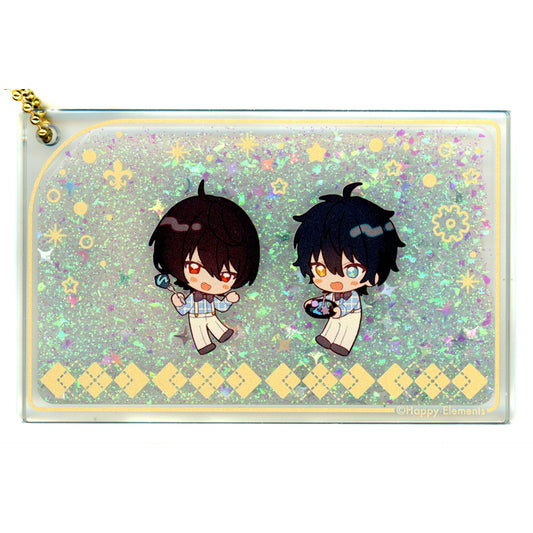 Ritsu Sakuma & Mika Kagehira Ensemble Stars!! ENSEMBLE HOLIDAY!! x animatecafe Snow Globe Style Liquid Acrylic Keychain [USED]