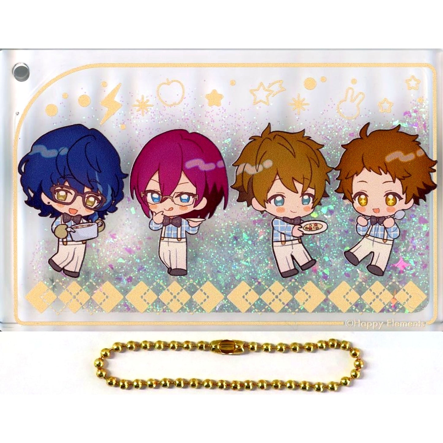 Tsumugi Aoba & Ibara Saegusa & Midori Takamine & Mitsuru Tenma Ensemble Stars!! Snow Dome Style Liquid Acrylic Keychain ENSEMBLE HOLIDAY!! x animatecafe [USED]