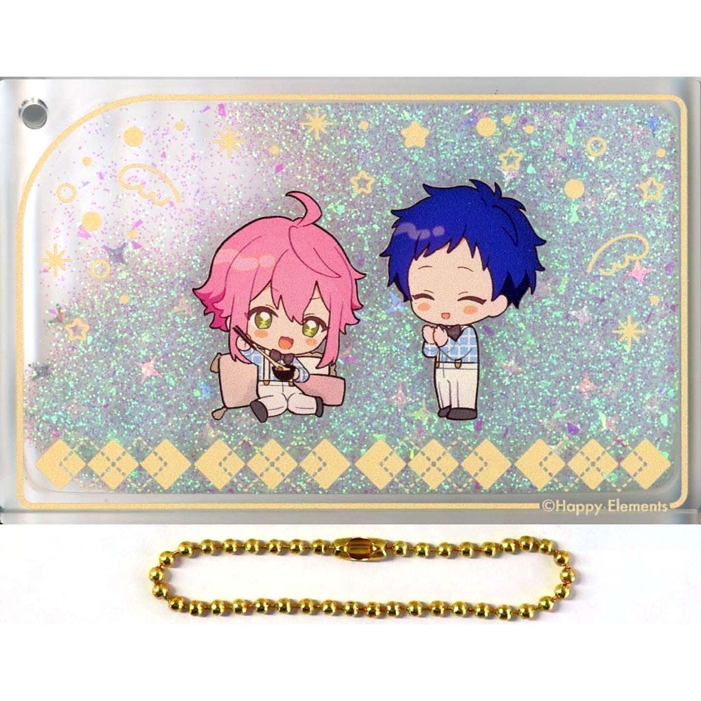 Tori Himemiya & Yuzuru Fushimi Ensemble Stars!! ENSEMBLE HOLIDAY!! x animatecafe Snow Globe Style Liquid Acrylic Keychain [USED]