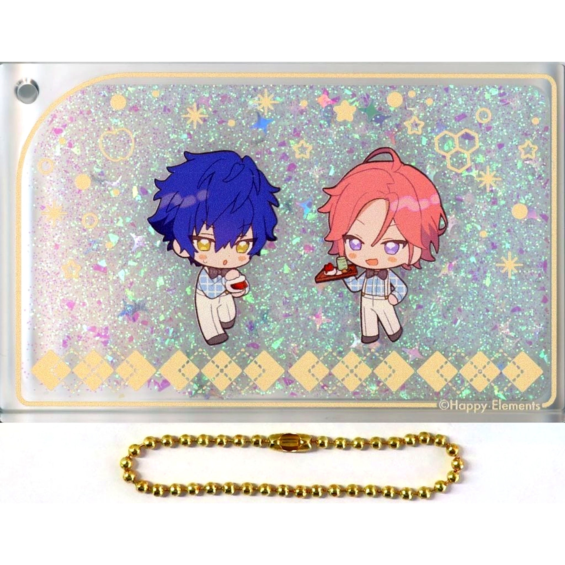Jun Sazanami & Kohaku Oukawa Ensemble Stars!! ENSEMBLE HOLIDAY!! x animatecafe Snow Globe Style Liquid Acrylic Keychain [USED]