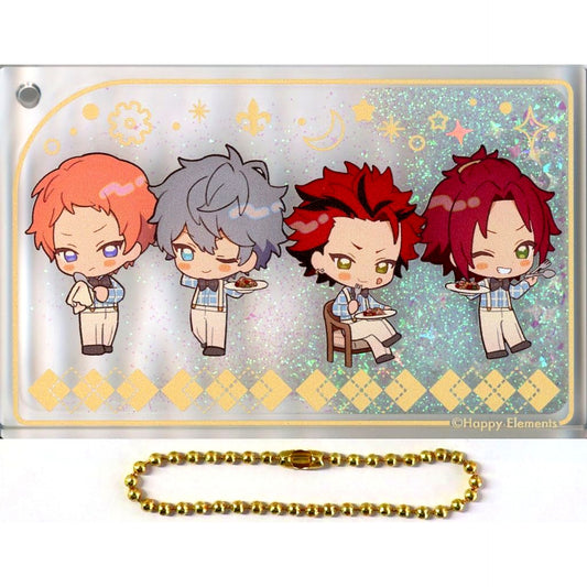 Shu Itsuki & Izumi Sena & Kuro Kiryu & Mao Isara Ensemble Stars!! ENSEMBLE HOLIDAY!! x animatecafe Snow Globe Style Liquid Acrylic Keychain [USED]