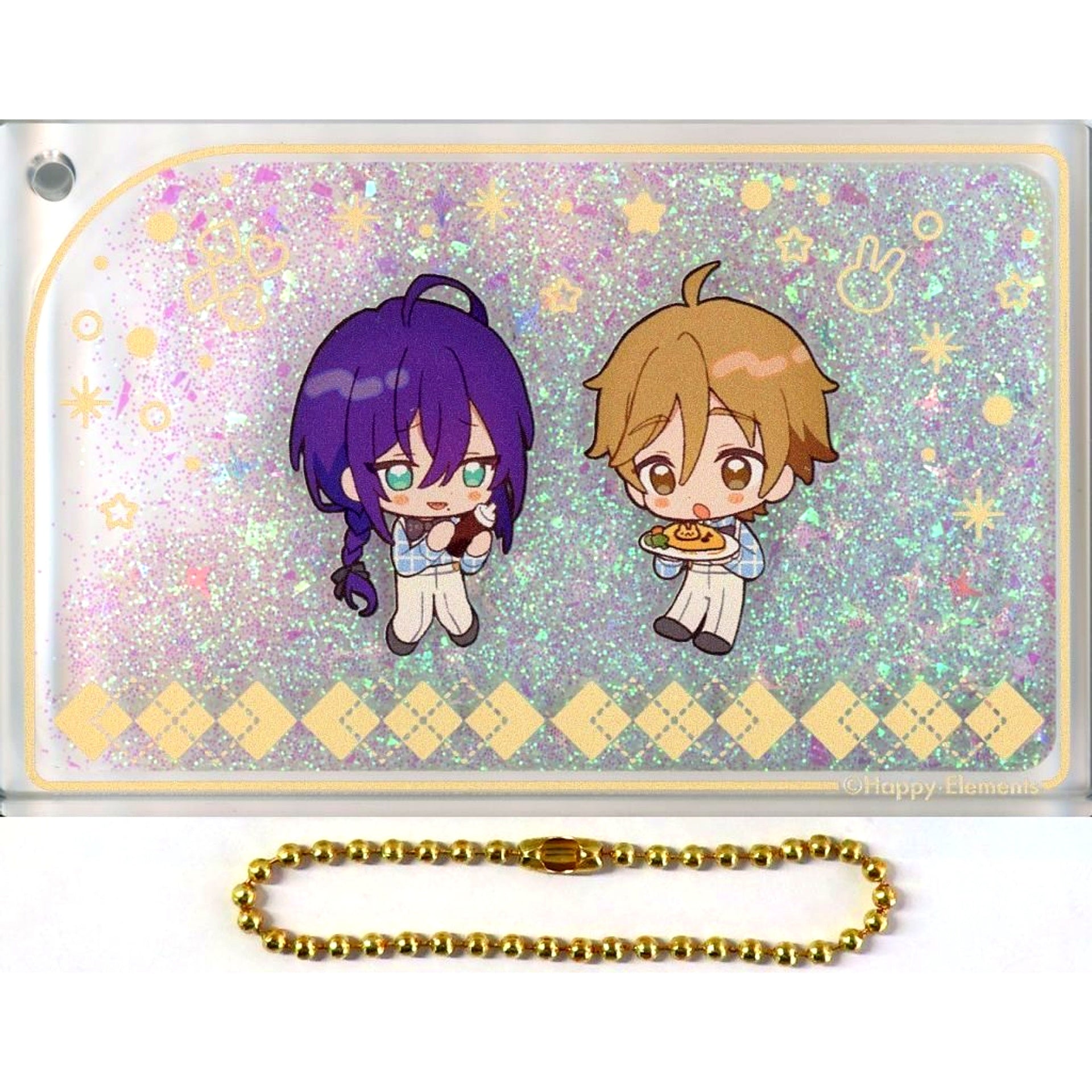 Mayoi Ayase & Tomoya Mashiro Ensemble Stars!! ENSEMBLE HOLIDAY!! x animatecafe Snow Globe Style Liquid Acrylic Keychain [USED]