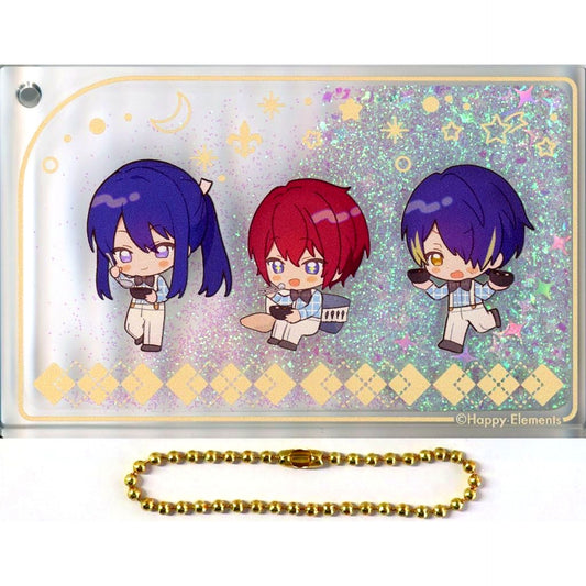 Soma Kanzaki & Tsukasa Suou & Shinobu Sengoku Ensemble Stars!! ENSEMBLE HOLIDAY!! x animatecafe Snow Globe Style Liquid Acrylic Keychain [USED]