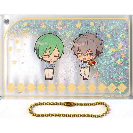 Tatsumi Kazehaya & Koga Oogami Ensemble Stars!! ENSEMBLE HOLIDAY!! x animatecafe Snow Globe Style Liquid Acrylic Keychain [USED]