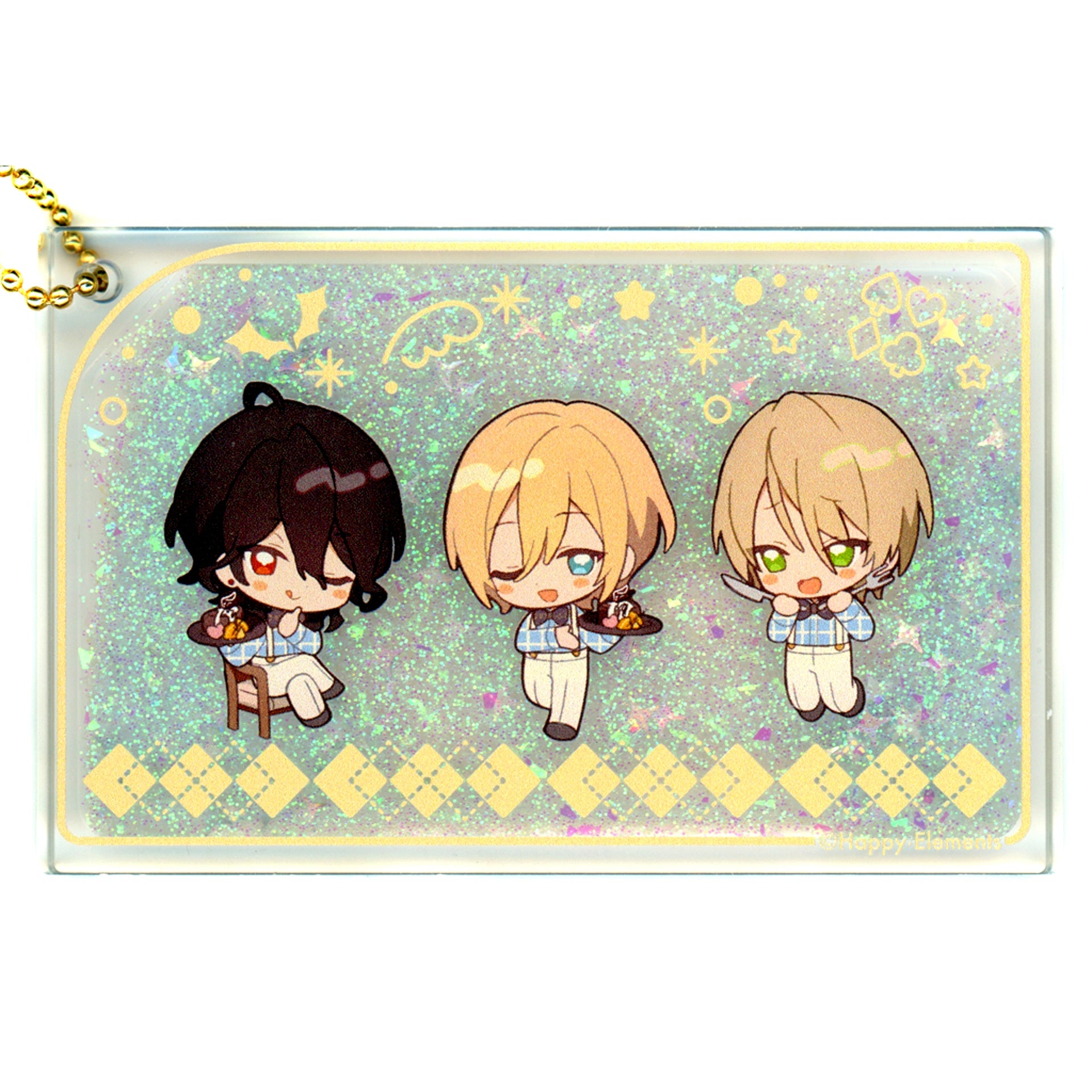 Rei Sakuma & Eichi Tenshouin & Aira Shiratori Ensemble Stars!! Snow Dome Style Liquid Acrylic Keychain ENSEMBLE HOLIDAY!! x animatecafe [USED]