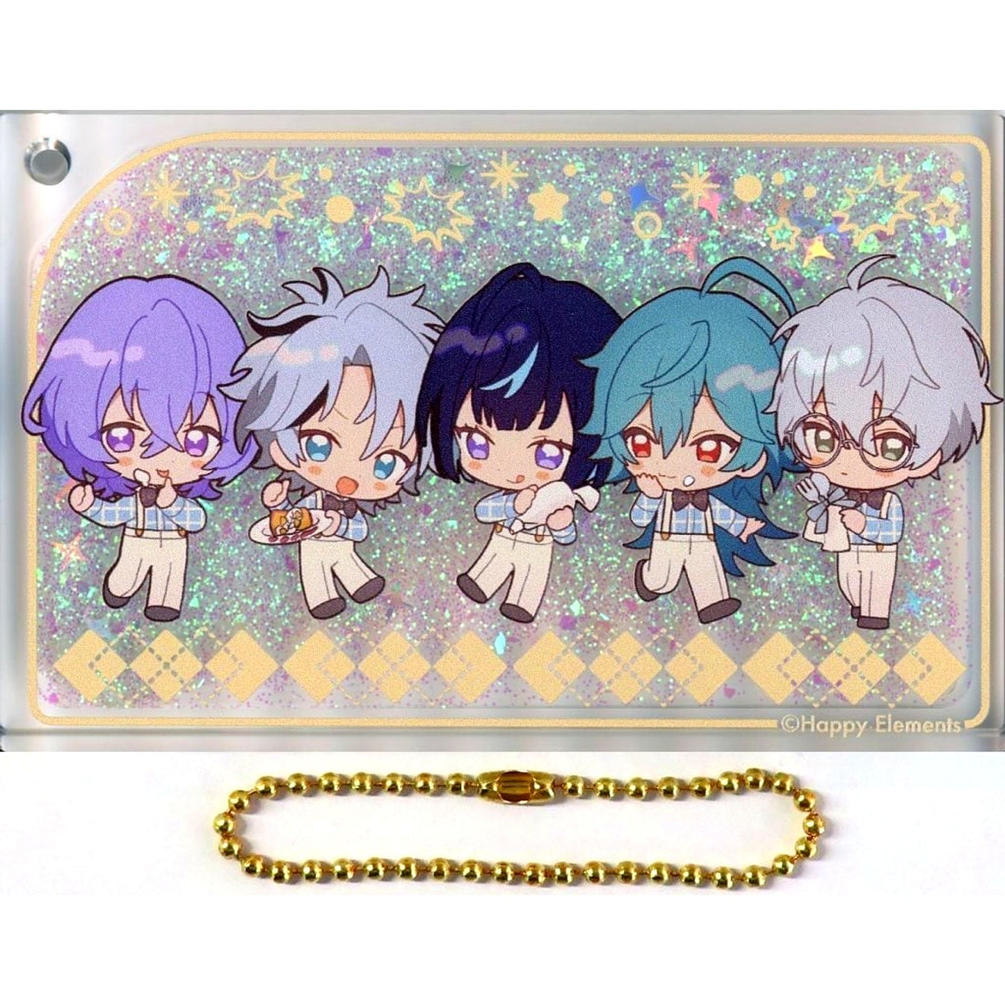 Fuyume Hanamura & Ibuki Taki & Eshu Saegiri & Raika Hojo & Kanna Natsume Ensemble Stars!! ENSEMBLE HOLIDAY!! x Animate Cafe Snow Dome Style Liquid Acrylic Keychain [USED]