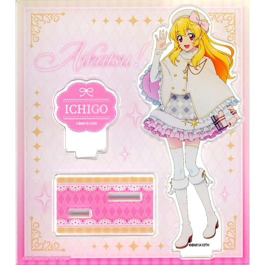 Ichigo Hoshimiya White Poncho Ver. Aikatsu! 10th Story Mirai e no Starway Acrylic Stand TSUTAYA POP UP SHOP [USED]
