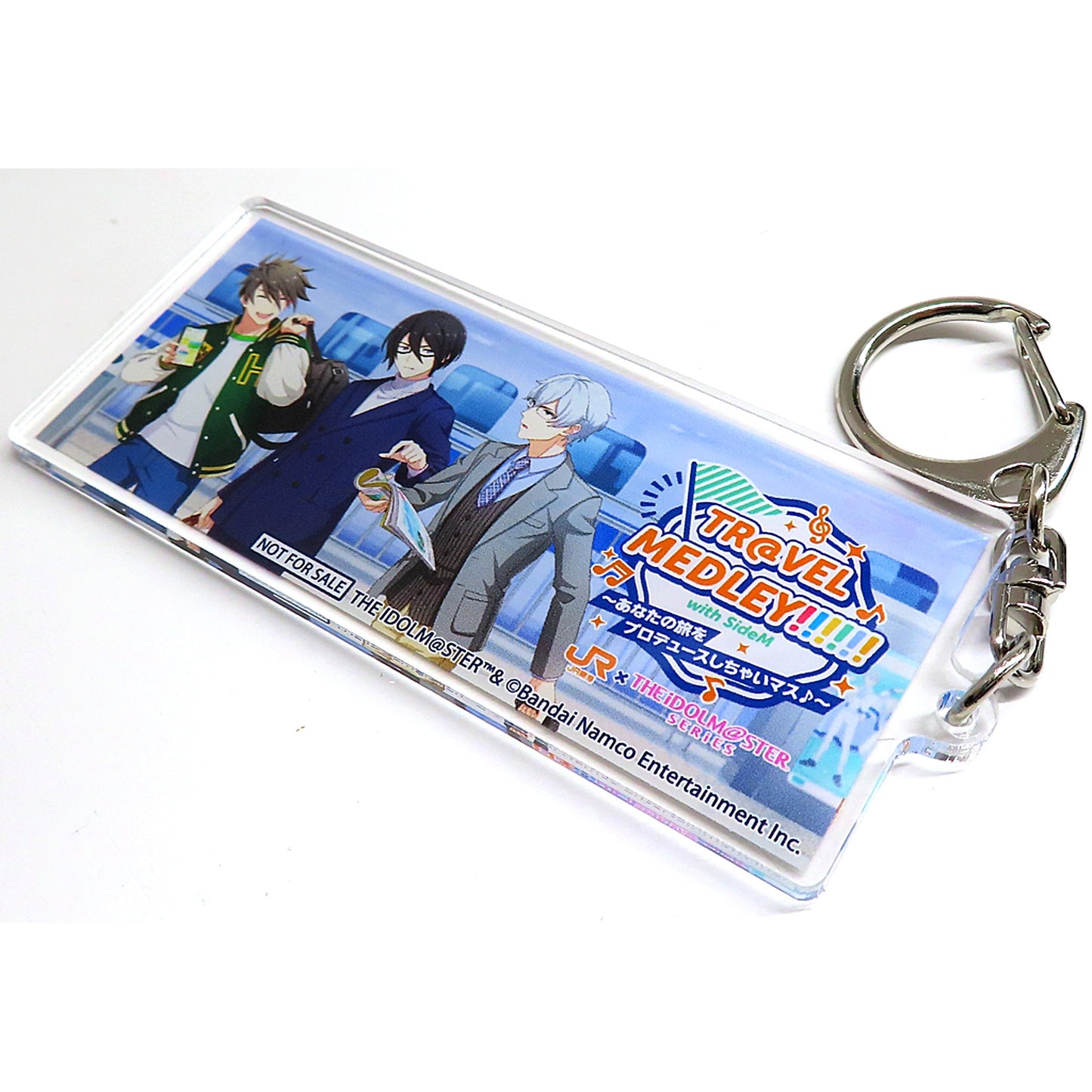 Kaoru Sakuraba & Hideo Akuno & Michio Hazama Station Name Plate Style Acrylic Keychain TR@VEL MEDLEY!!!!!! with THE IDOLM@STER Series JR Tokai x Idolmaster SideM Tokaido Shinkansen Boarding Privilege [USED]