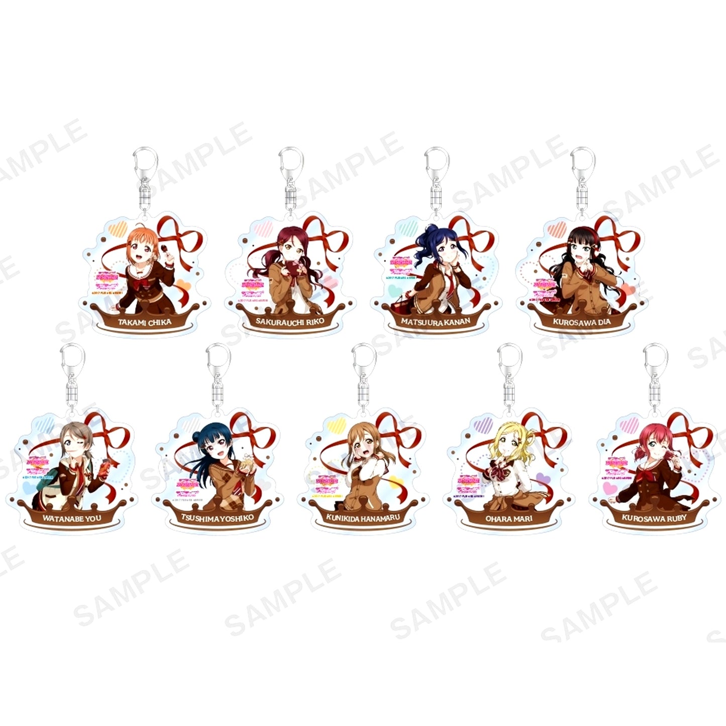 Set of 9 Love Live! School Idol Festival Trading Acrylic Keychain Aqours Valentine Part 2 Ver. [USED]