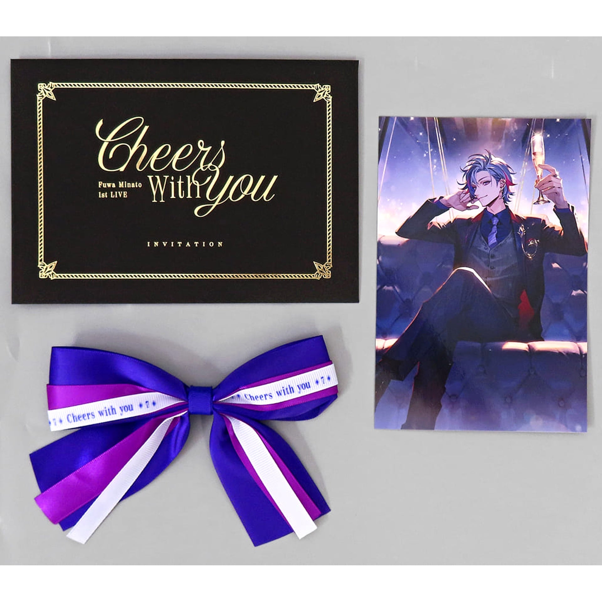VTuber Nijisanji Fuwa Minato Invitation Card & Penlight Ribbon 1st Live Cheers With You Nijisanji Official Store Exclusive Goods Purchase Benefits [USED]
