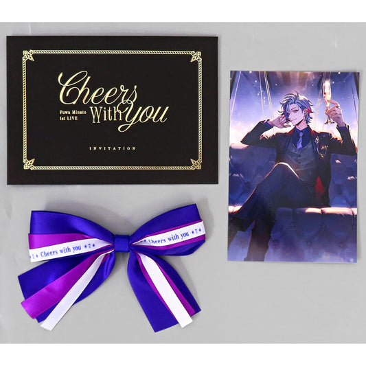 VTuber Nijisanji Fuwa Minato Invitation Card & Penlight Ribbon 1st Live Cheers With You Nijisanji Official Store Exclusive Goods Purchase Benefits [USED]