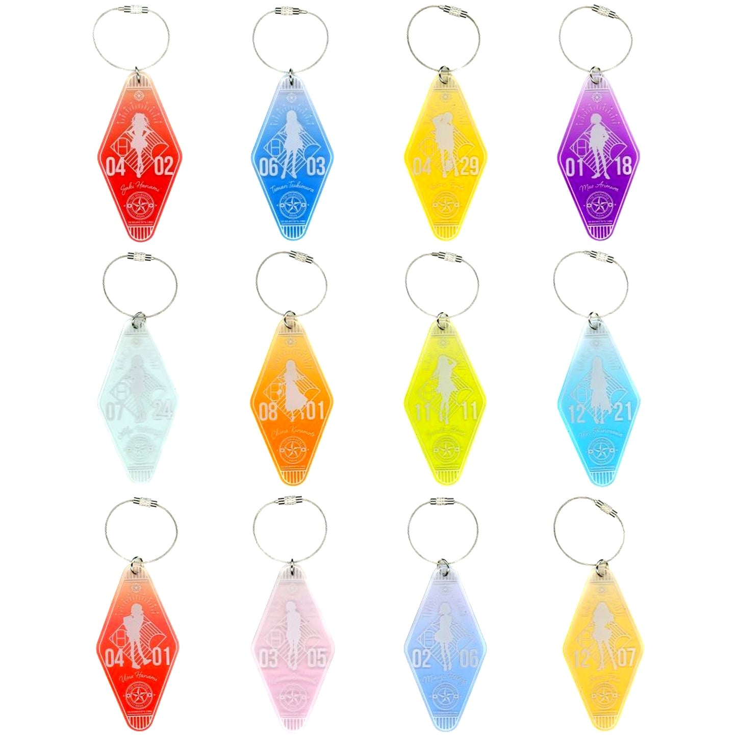 Set of 12 Gakuen Idolmaster Motel Keychain [USED]