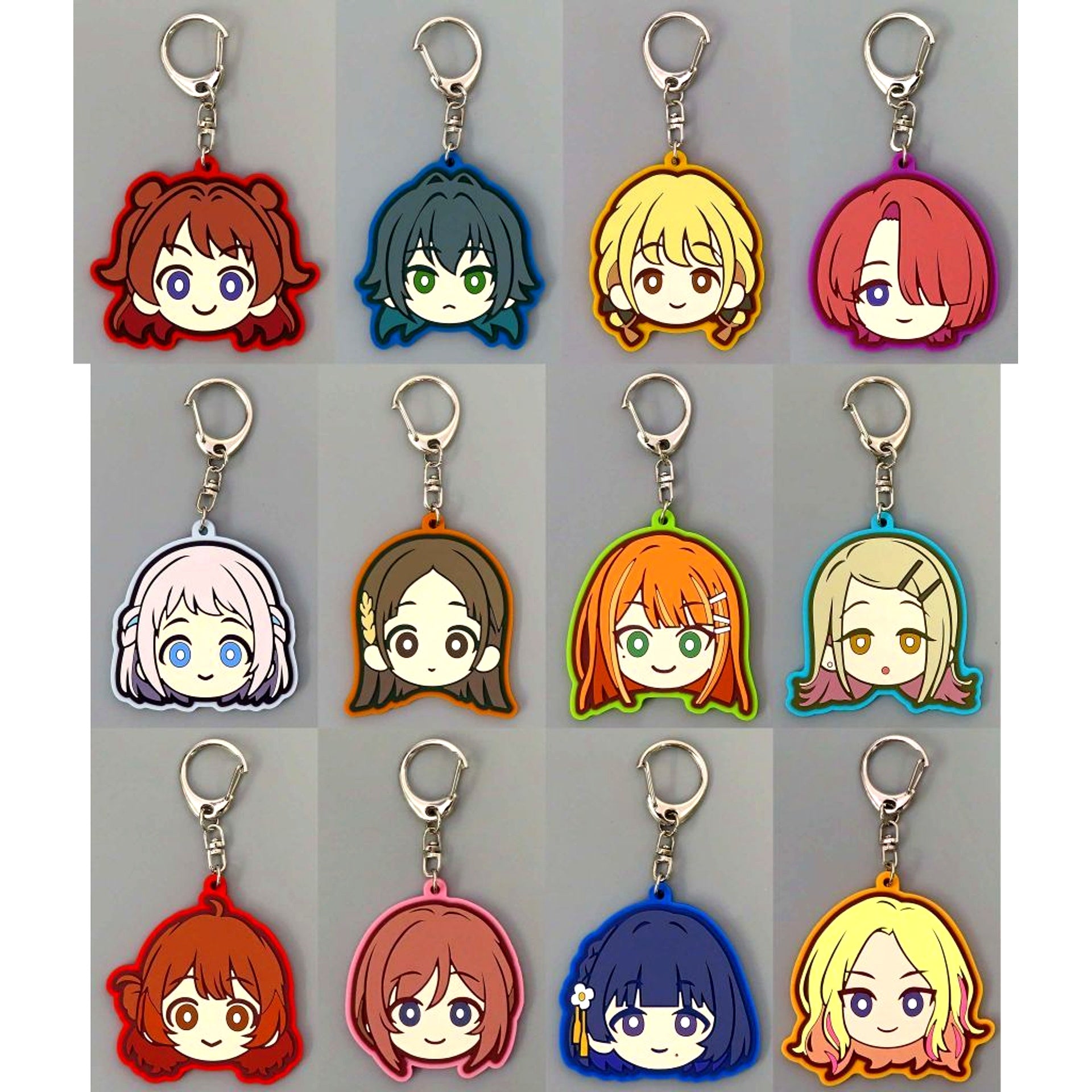 Set of 12 Gakuen Idolmaster Rubber Keychain A [USED]