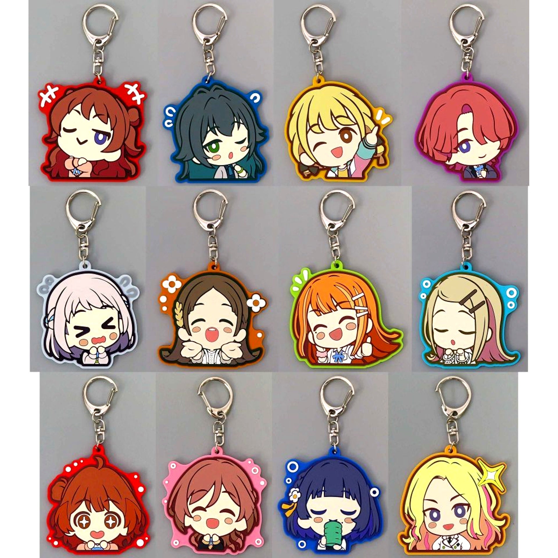 Set of 12 Gakuen Idolmaster Rubber Keychain B [USED]