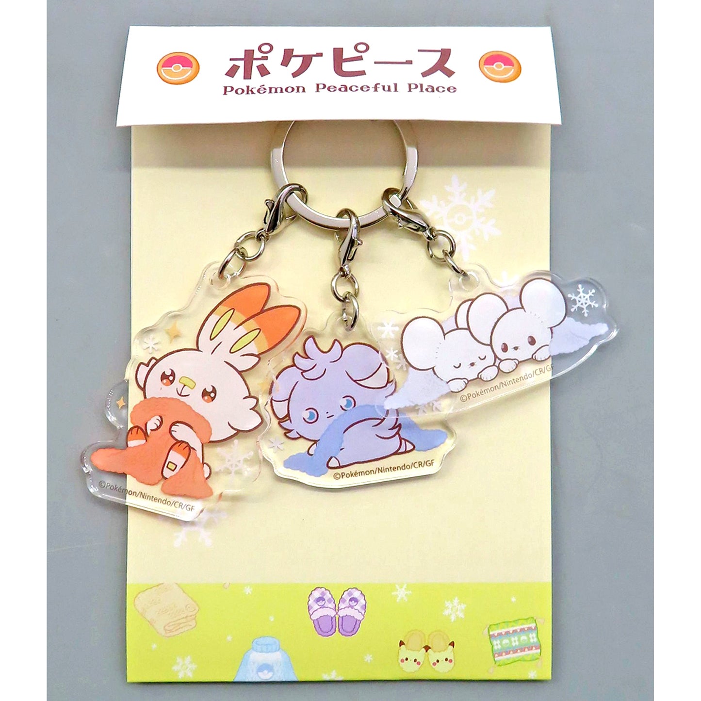 Scorbunny Espurr Maushold Winter Pokemon Pokepeace 3 Part Acrylic Keychain [USED]