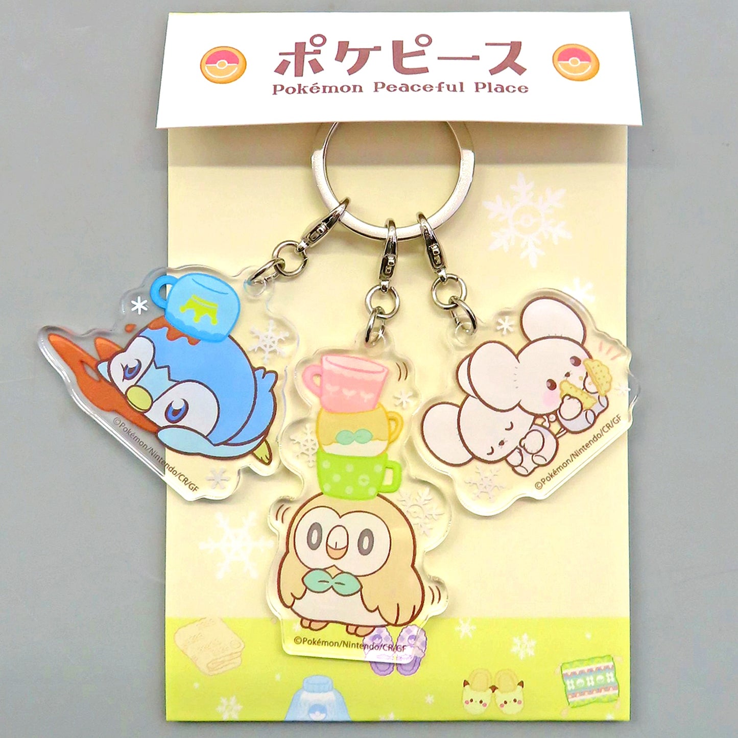 Piplup Rowlet Tandemaus Winter 3-Charm Acrylic Keychain Pokepeace Pokemon [USED]