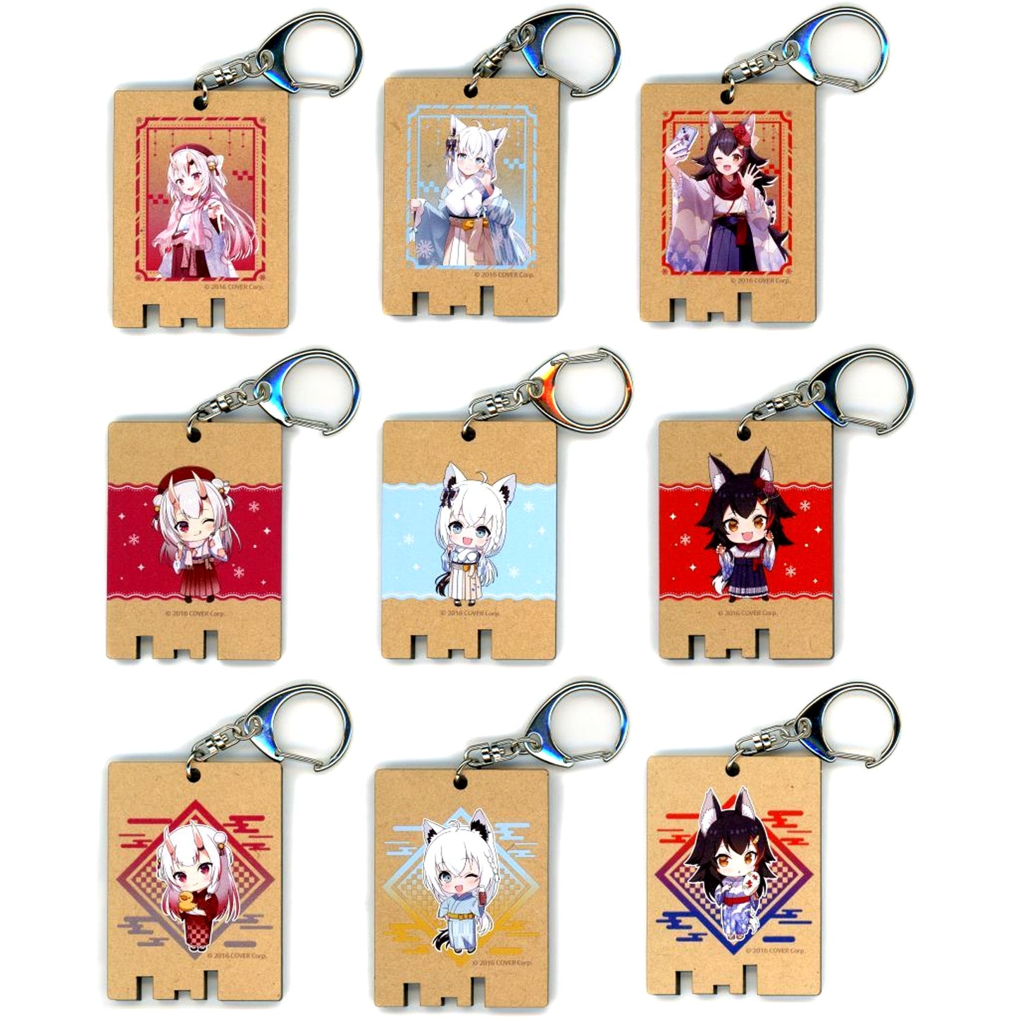 Set of 9 Iroha ni Hoheto Ayafubumi hololive Trading Sento Lock Style Keychain x Toshimaen Niwa no Yu [USED]