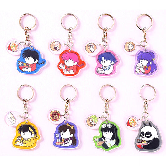 Set of 8 Ranma 1/2 Itadakimasu Trading Double Acrylic Keychain [USED]