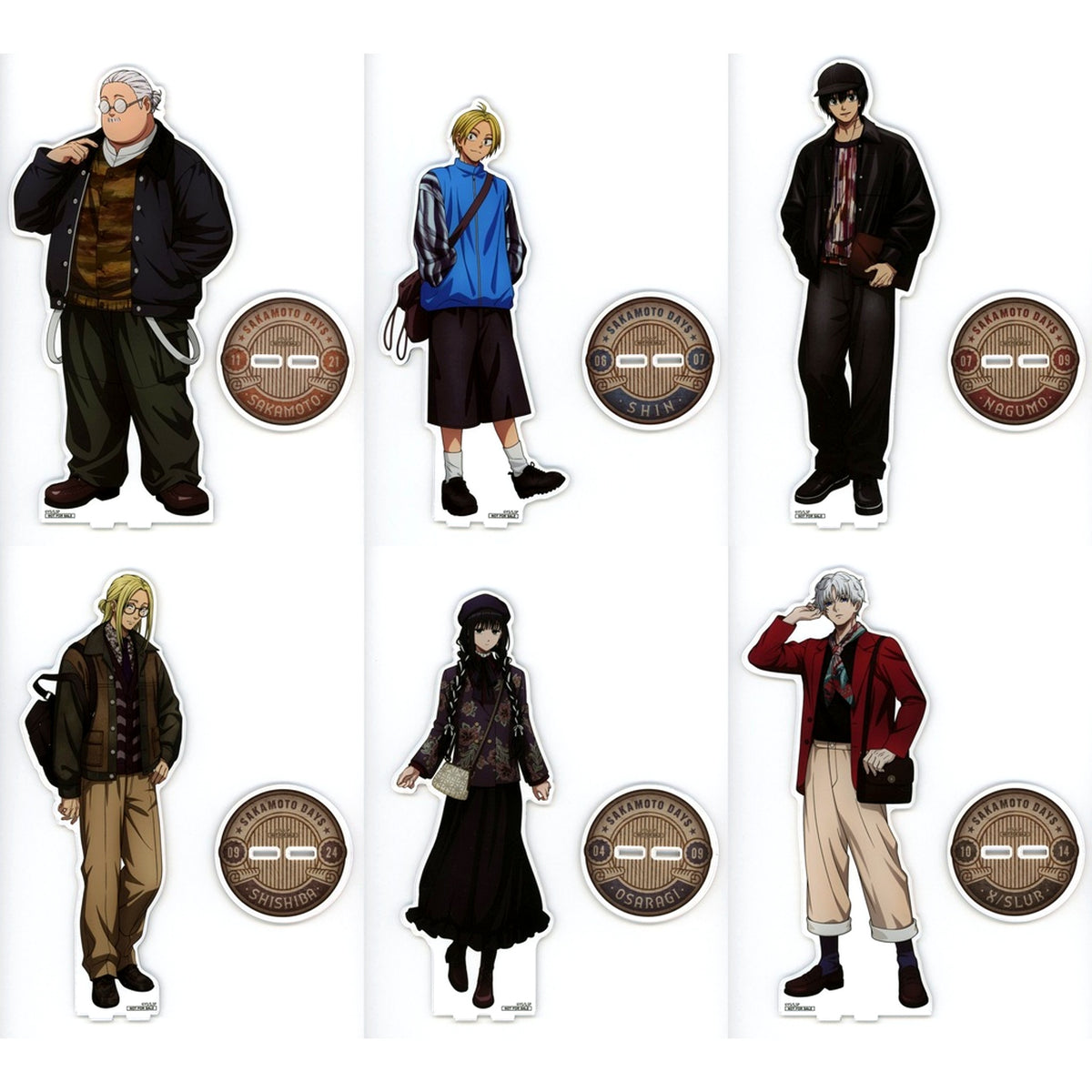Set of 6 Large Acrylic Stand SAKAMOTO DAYS Illustration Vintage Style A Prize Final Prize [USED]