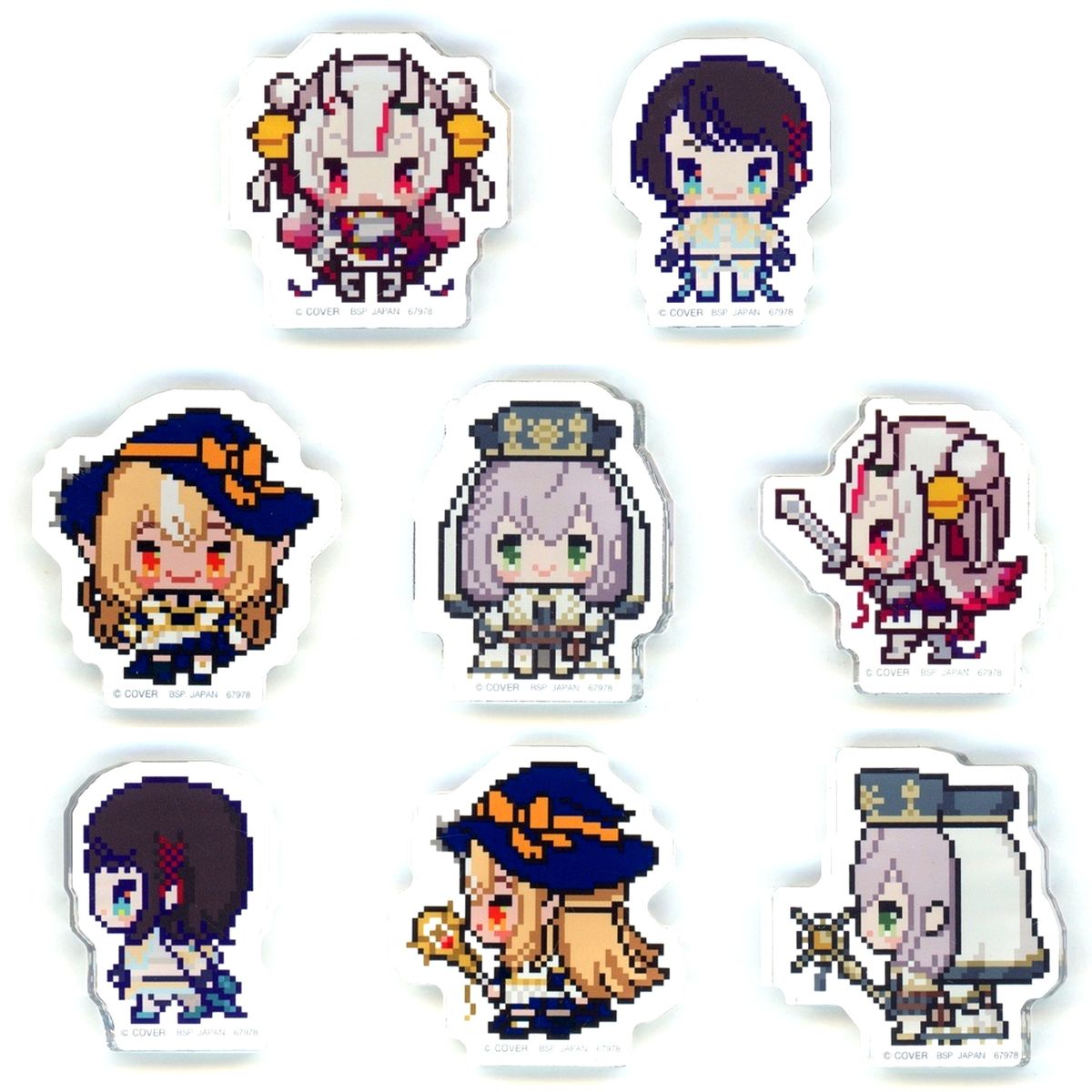 Set of 8 Virtual YouTuber Holo Live Ichiban Kuji RPG Style Dot Art Acrylic Stand Prize [USED]