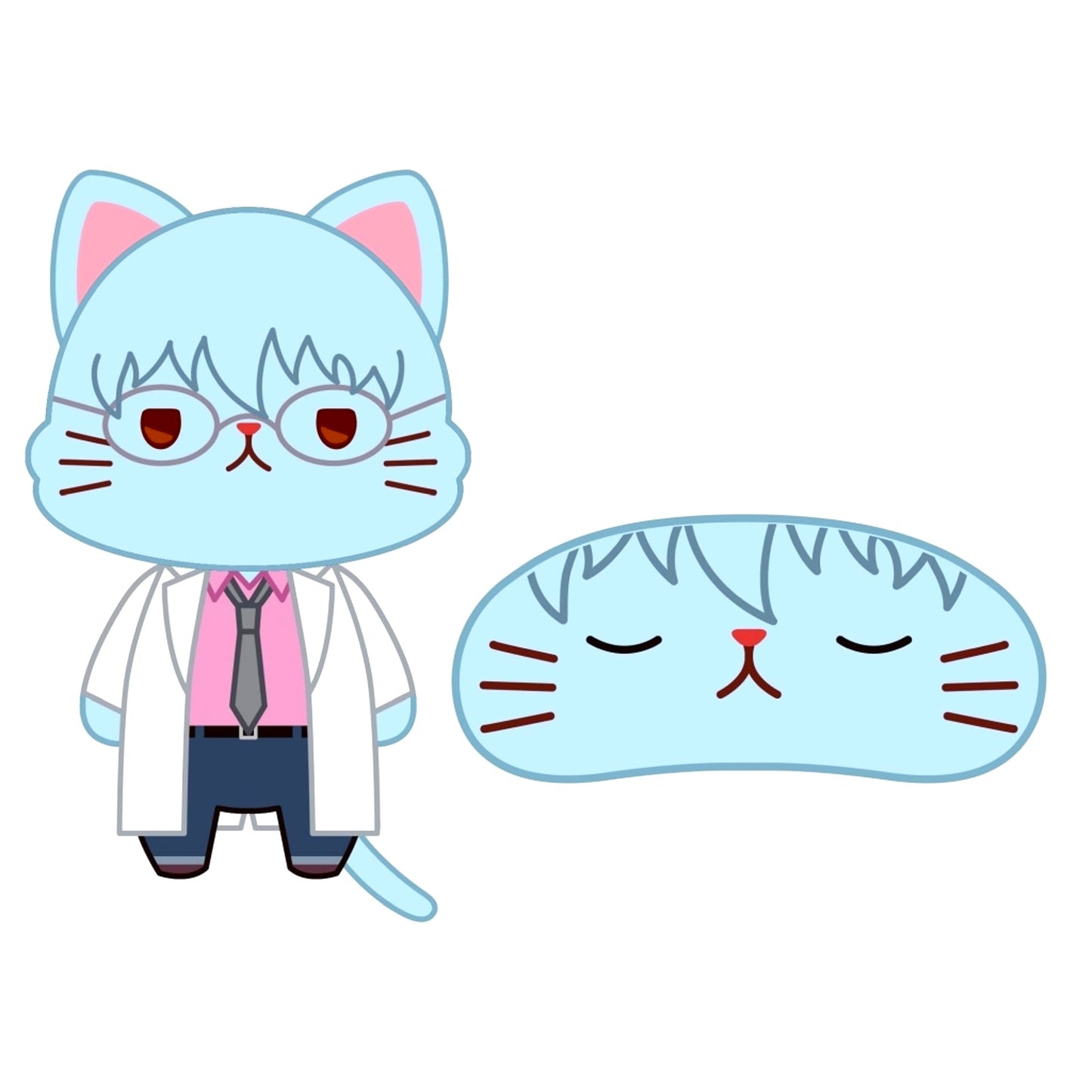 Ginpachi Sakata Class 3-Z Ginpachi-sensei withCAT Plush Keychain with Eye Mask [USED]