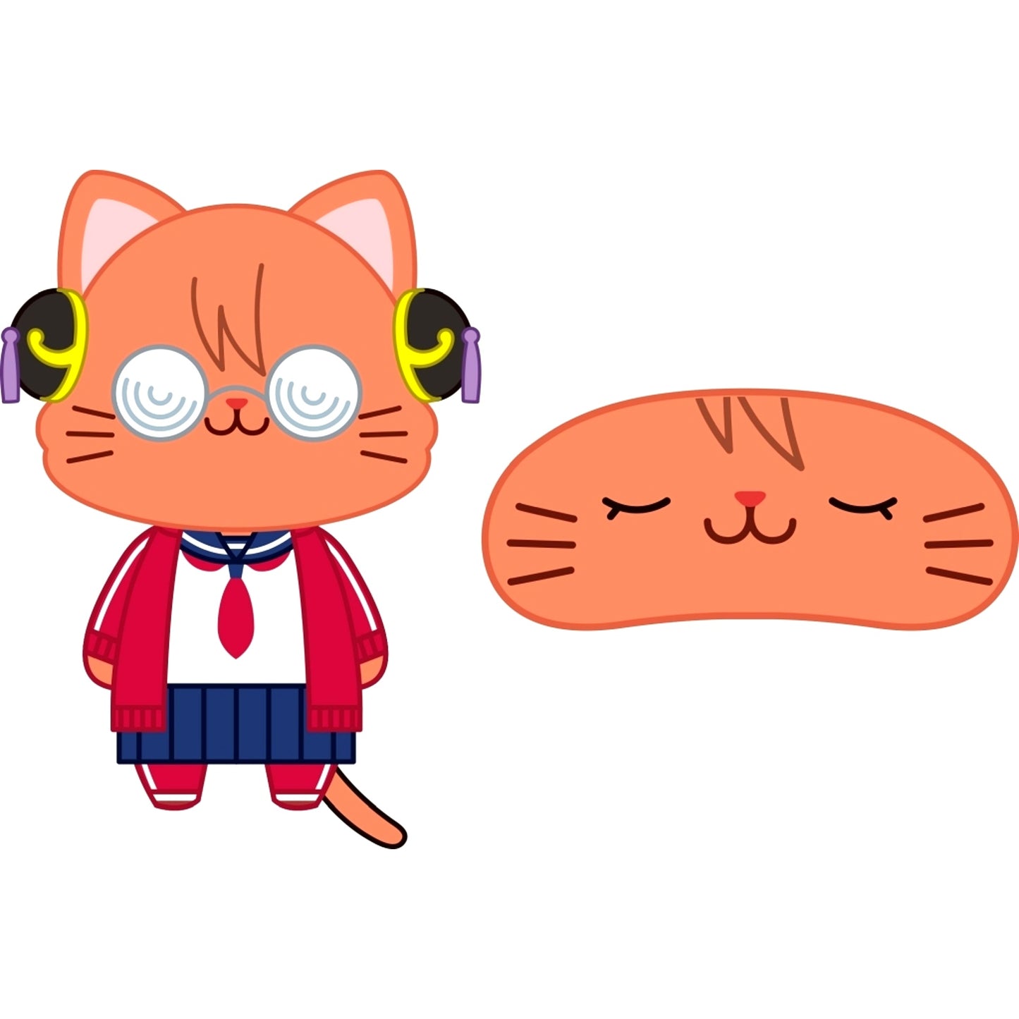 Kagura withCAT Plush Keychain with Eye Mask 3-Nen Z-Gumi Ginpachi-sensei [USED]
