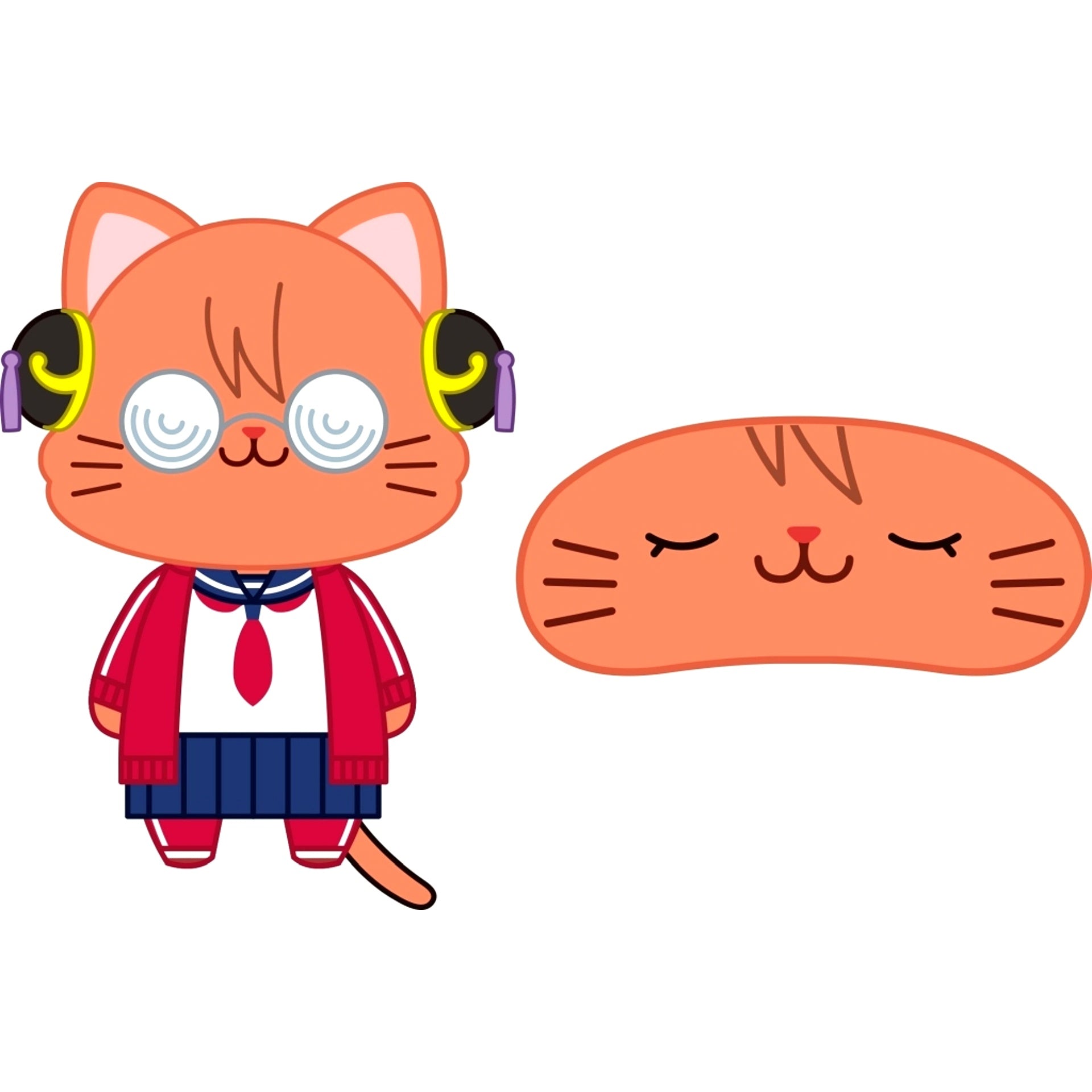 Kagura withCAT Plush Keychain with Eye Mask 3-Nen Z-Gumi Ginpachi-sensei [USED]