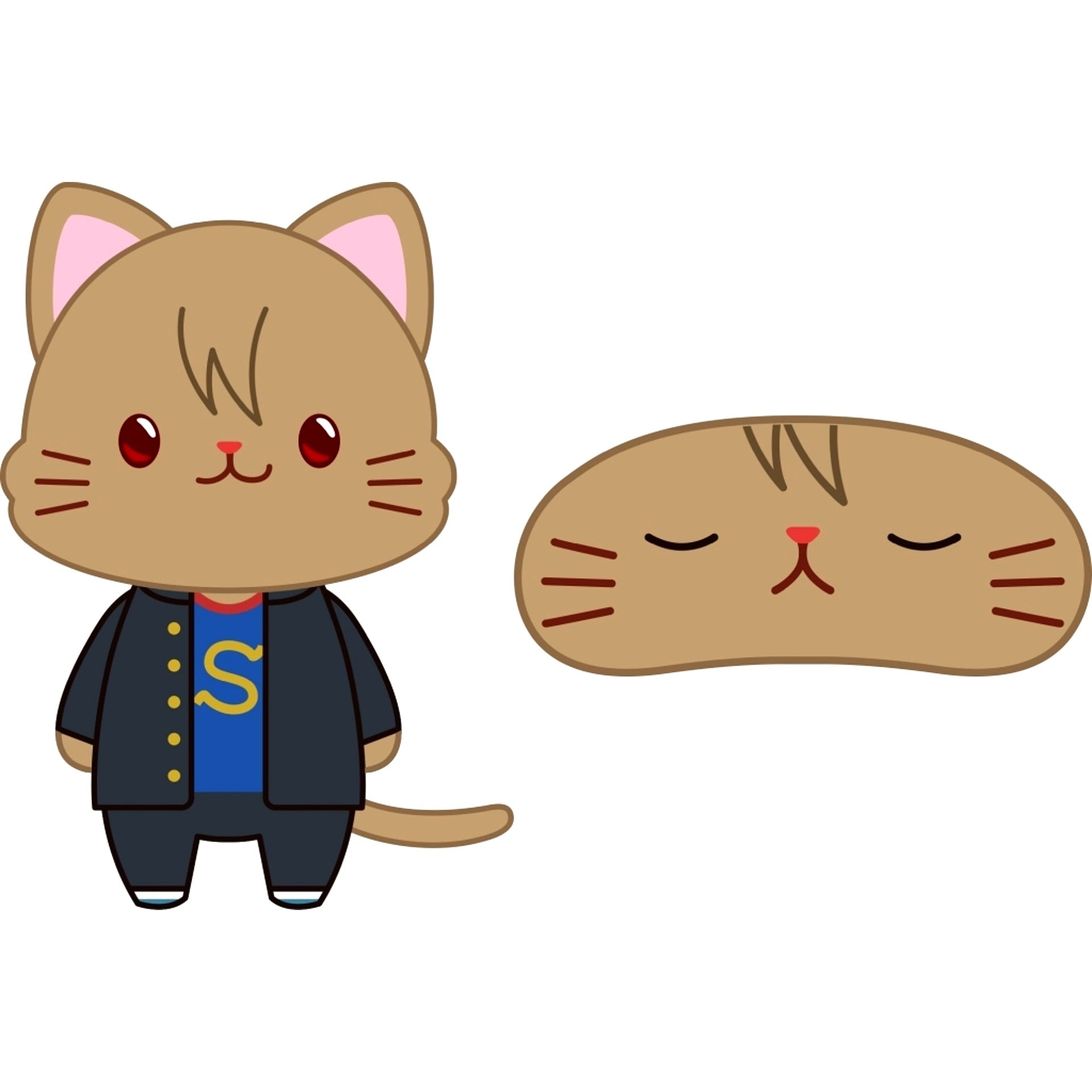 Sougo Okita withCAT Plush Keychain with Eye Mask 3-Nen Z-Gumi Ginpachi-sensei [USED]
