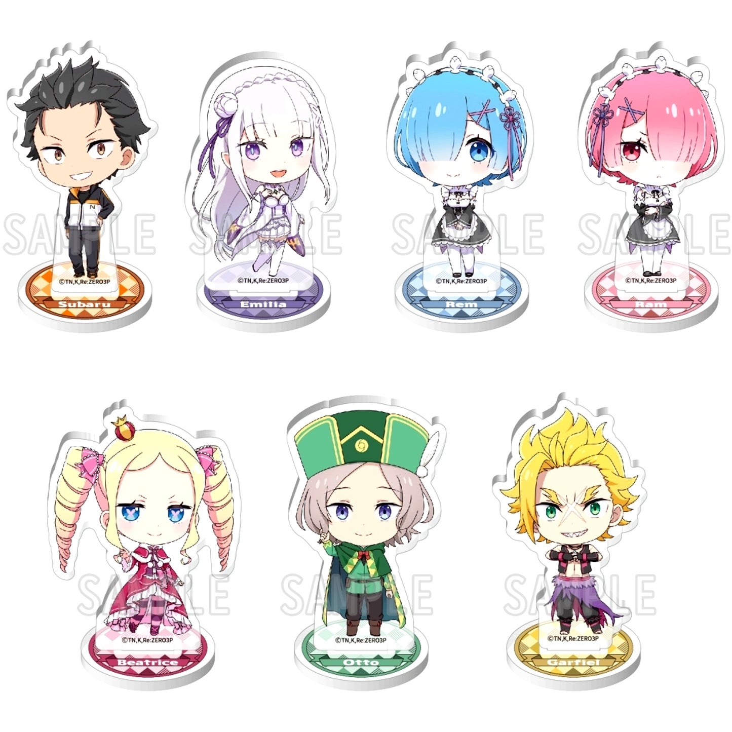 Set of 7 Re:Zero - Starting Life in Another World 3rd Season Trading Mini Character Acrylic Stand Figure [USED]