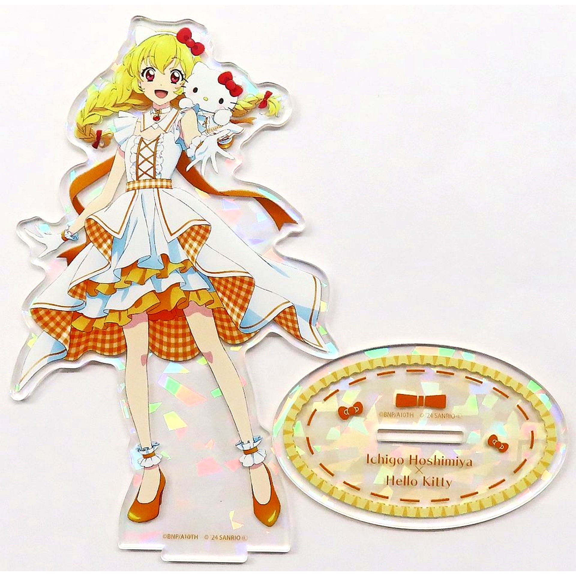 Ichigo Hoshimiya x Hello Kitty Life-size Illustration Aikatsu! Series x Sanrio Characters Hologram Acrylic Stand [USED]