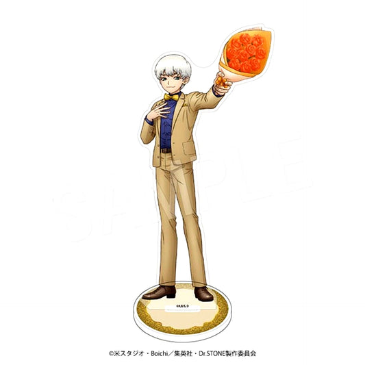 Ukyo Saionji Dr. STONE Acrylic Figure Stand Color Suit Ver. Anime 5th Anniversary Original Art Exhibition in Marui [USED]