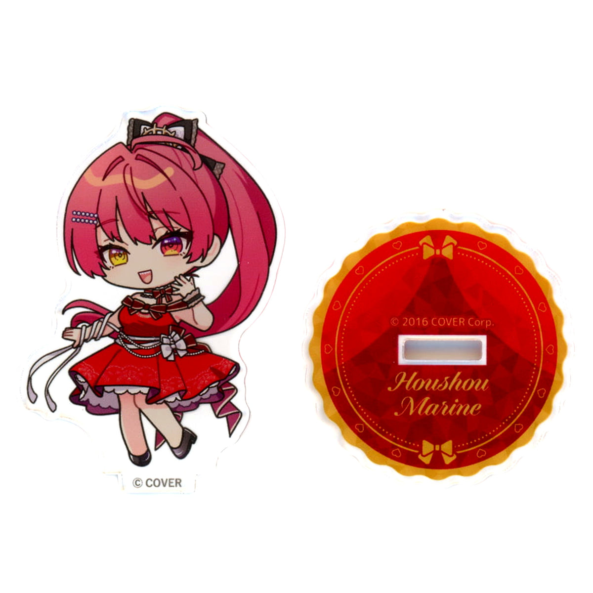 Virtual YouTuber hololive Houshou Marine Chibi Ver. Skirt Dress Mouth Open Trading Acrylic Stand Yokohama Marine Tower Collaboration [USED]