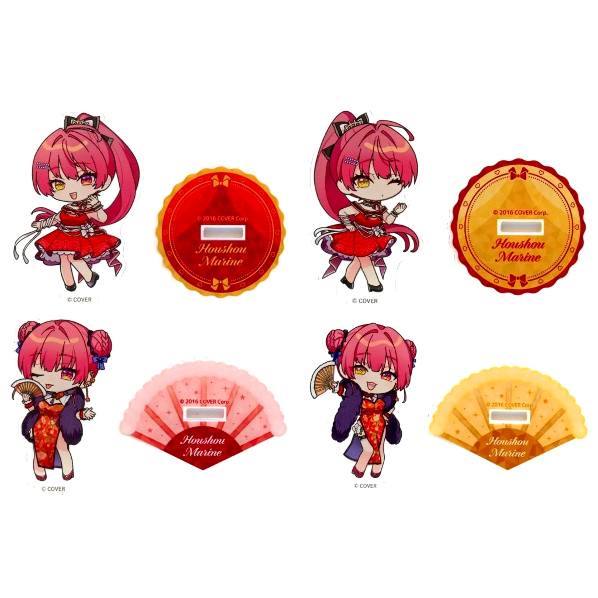 Set of 4 Houshou Marine VTuber Hololive Houshou Marine x Yokohama Marine Tower Collaboration Trading Acrylic Stand Mini Character Ver. [USED]