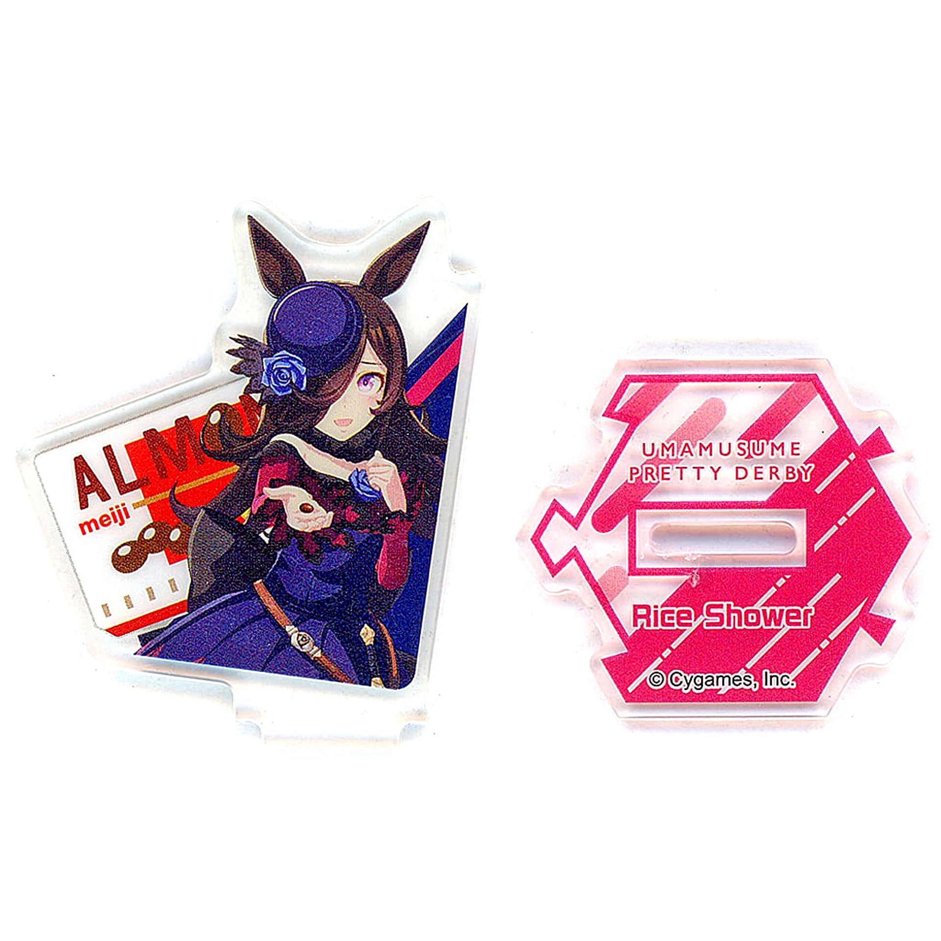 Rice Shower Up Original Mini Acrylic Stand Bundle Bonus for Uma Musume Pretty Derby Meiji Almond Chocolate FamilyMart Ltd [USED]