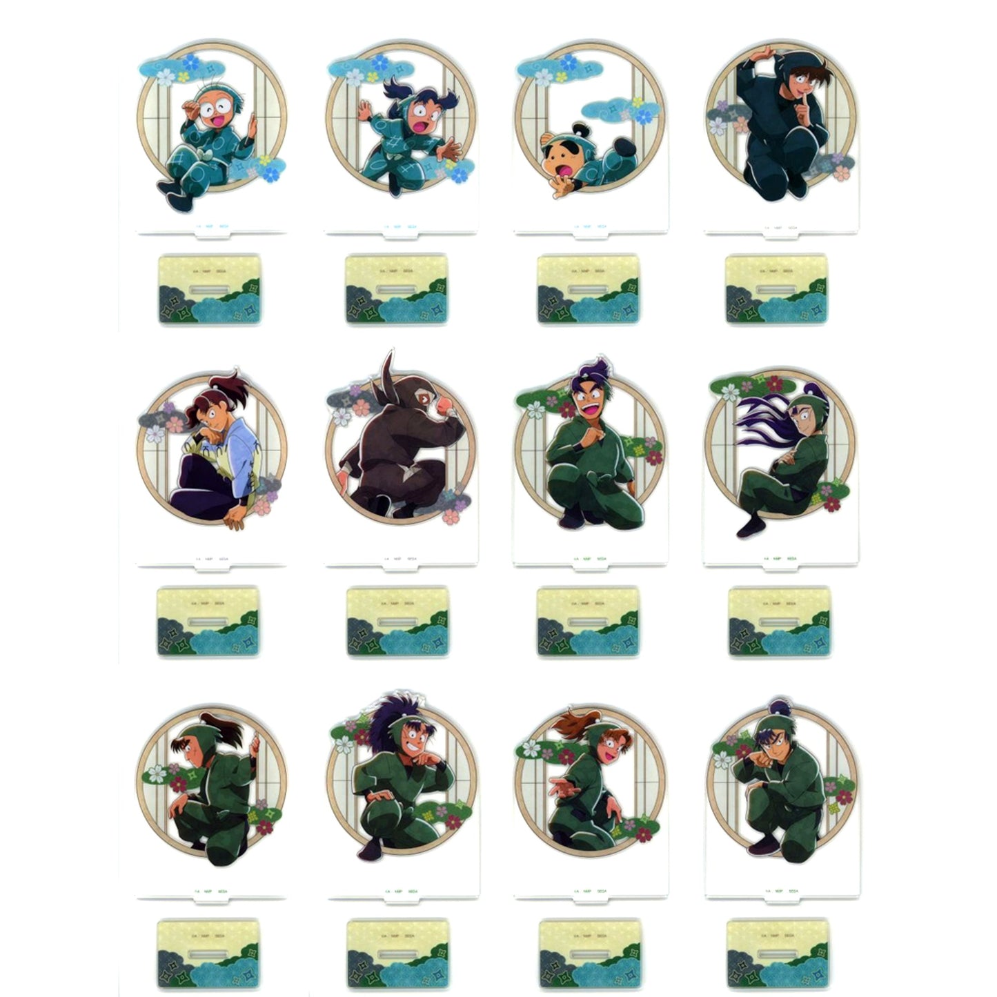 Set of 12 G Prize Nintama Rantaro Movie The Dokutake Ninja Clan's Strongest Strategist Sega Lucky Kuji Mission Accomplished! Acrylic Stand [USED]