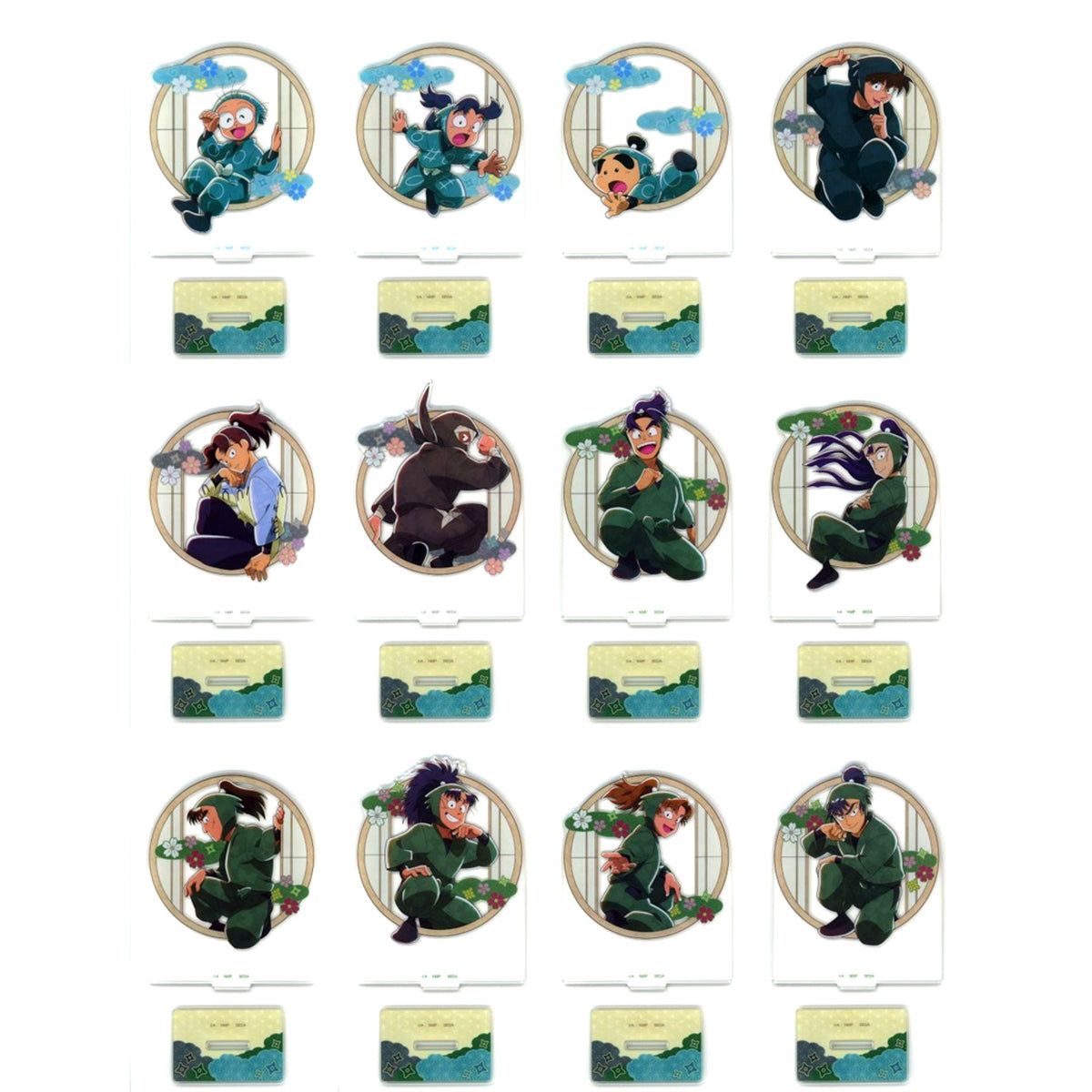 Set of 12 G Prize Nintama Rantaro Movie The Dokutake Ninja Clan's Strongest Strategist Sega Lucky Kuji Mission Accomplished! Acrylic Stand [USED]