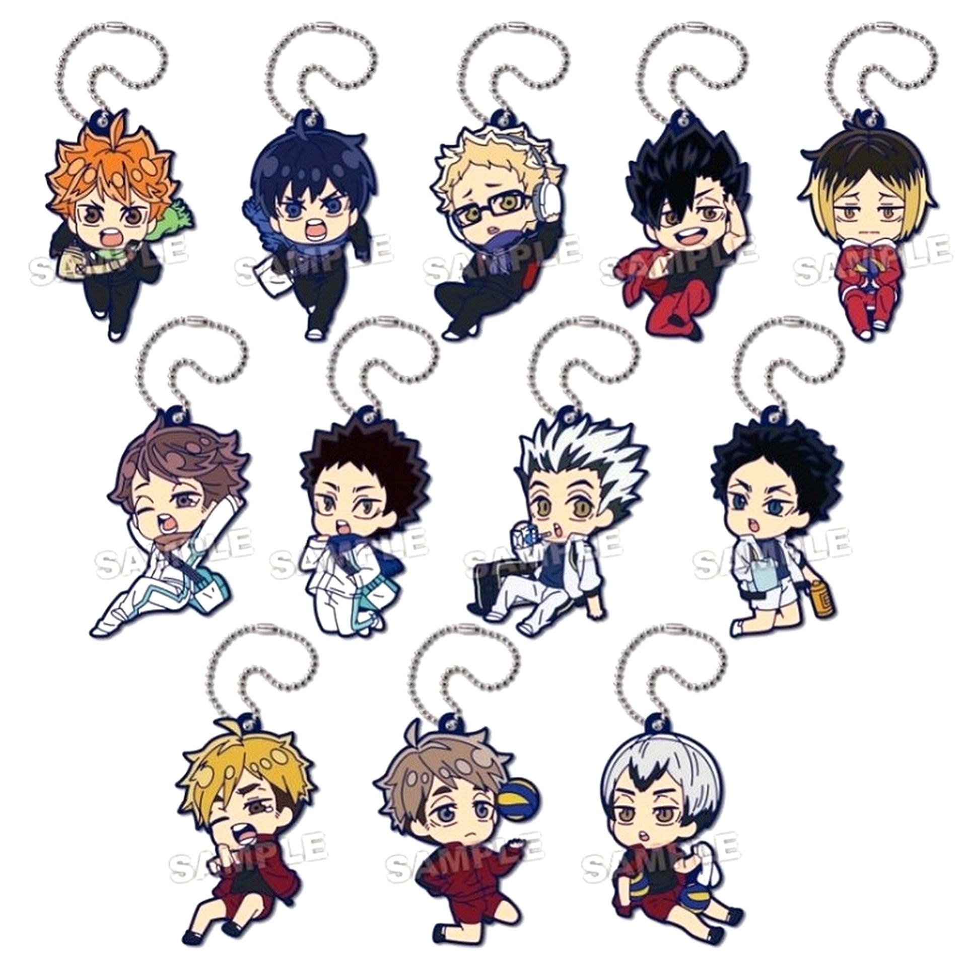 Set of 12 Haikyu!! DefoRubber! Plus Morning Training Keychain [USED]
