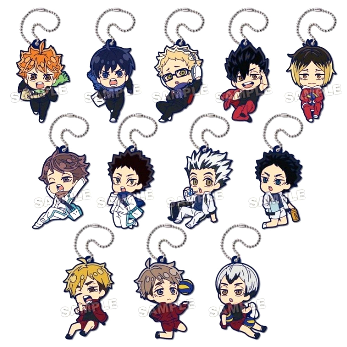 Set of 12 Haikyu!! DefoRubber! Plus Morning Training Keychain [USED]