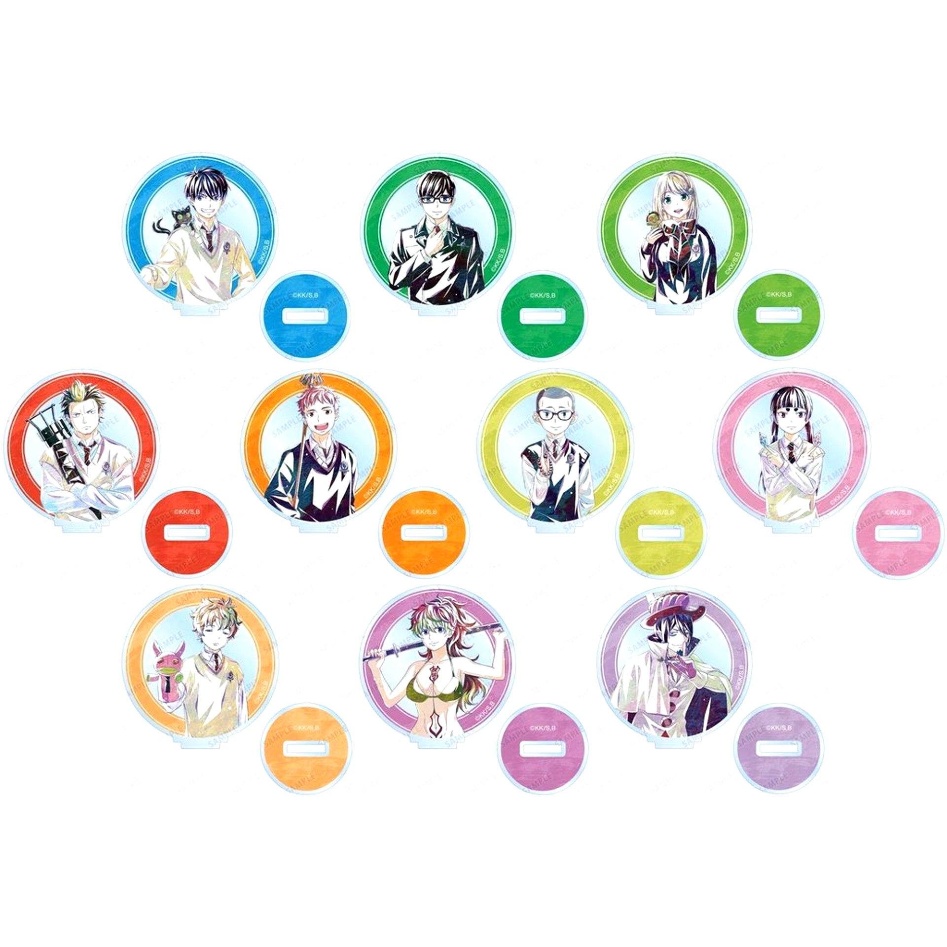 Set of 10 Blue Exorcist Shimane Illuminati Saga Trading Ani-Art Acrylic Stand [USED]