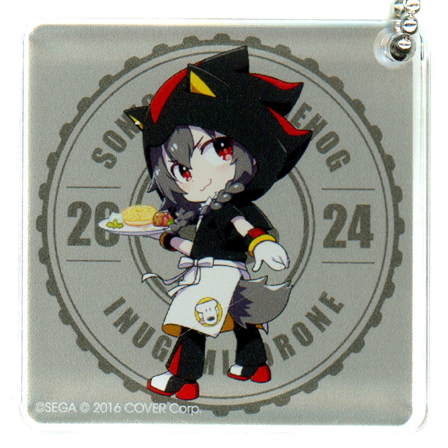 Inugami Korone hololive Acrylic Block Keychain Shadow x Sonic the Hedgehog Sonicoro 2024 Collab Cafe Shadow Coro EDITION [USED]