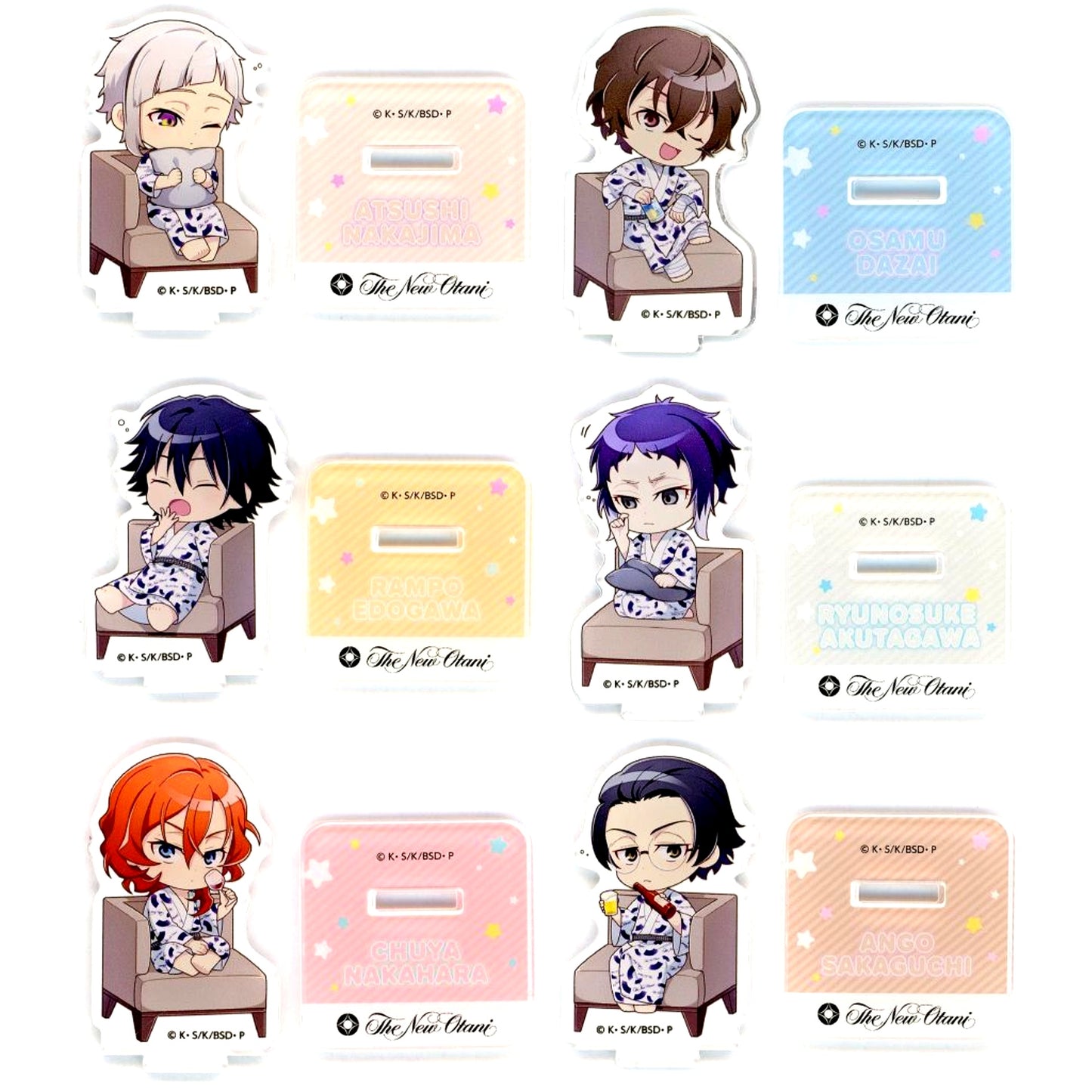 Set of 6 Bungo Stray Dogs x Hotel New Otani Collabo Acrylic Stand Collection [USED]