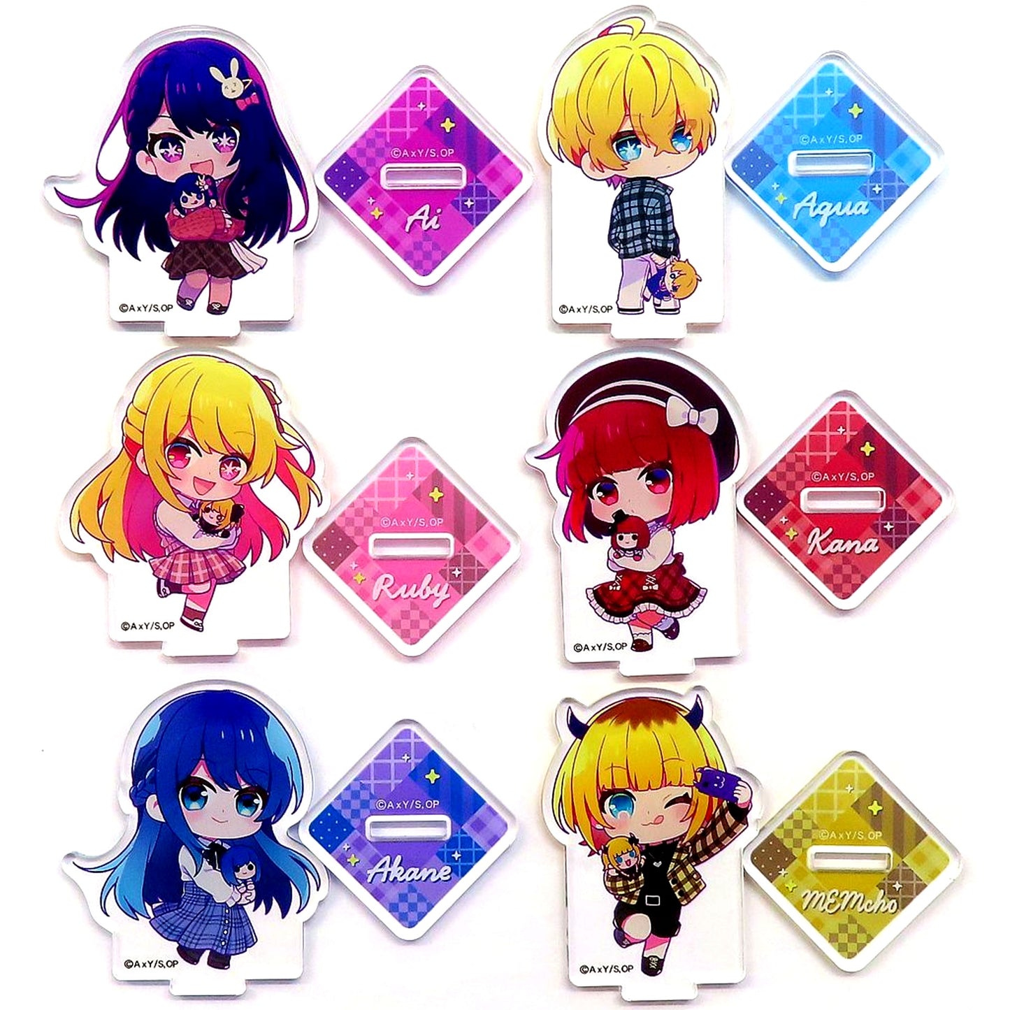 Set of 6 Oshi no Ko New B Komachi Official Shop 2024 in Animate Trading Mini Character Acrylic Stand Figure Plush Ver. [USED]
