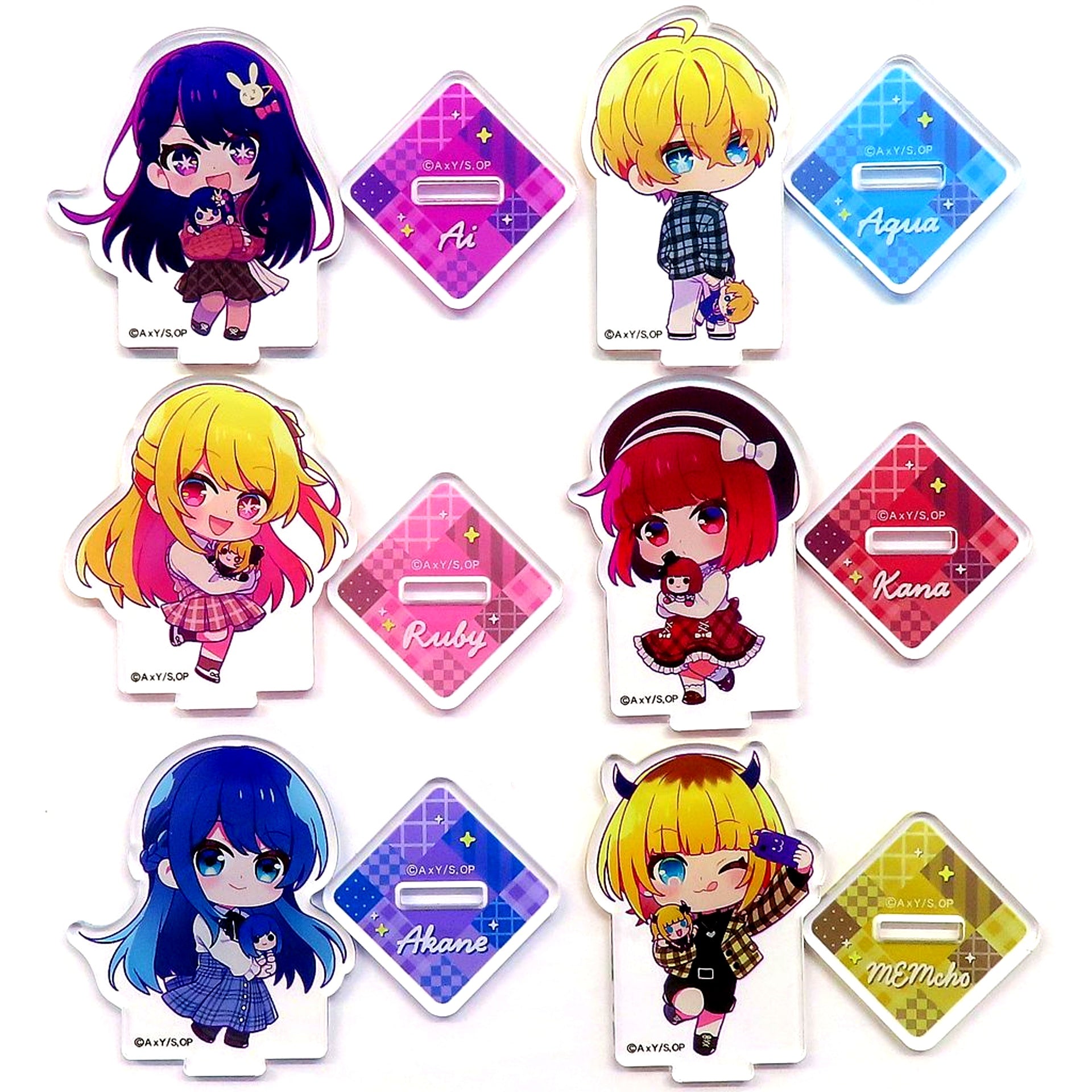 Set of 6 Oshi no Ko New B Komachi Official Shop 2024 in Animate Trading Mini Character Acrylic Stand Figure Plush Ver. [USED]
