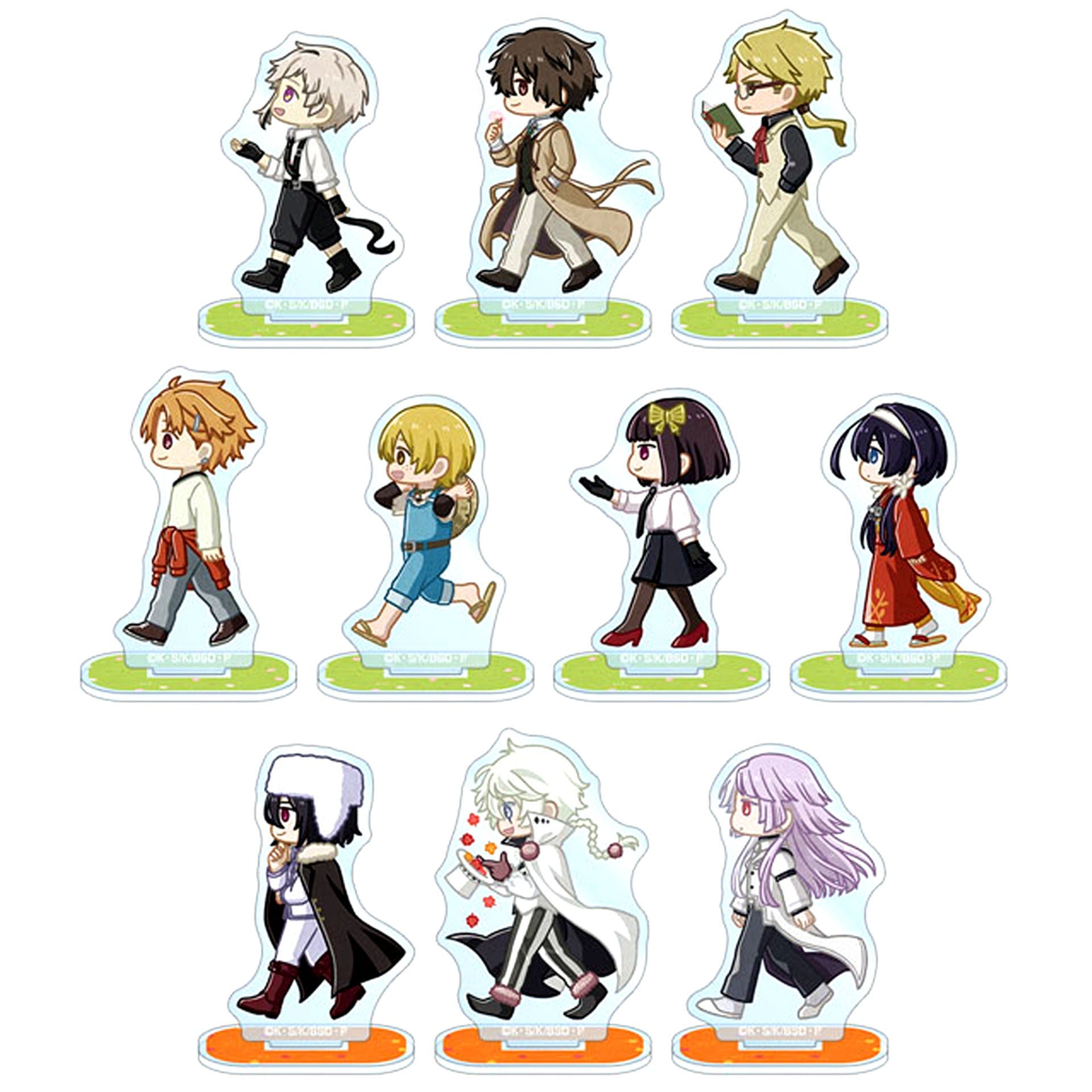 Set of 10 Bungo Stray Dogs Animate Fair in 2024 Trading Chibitoko Acrylic Stand Ver.A [USED]