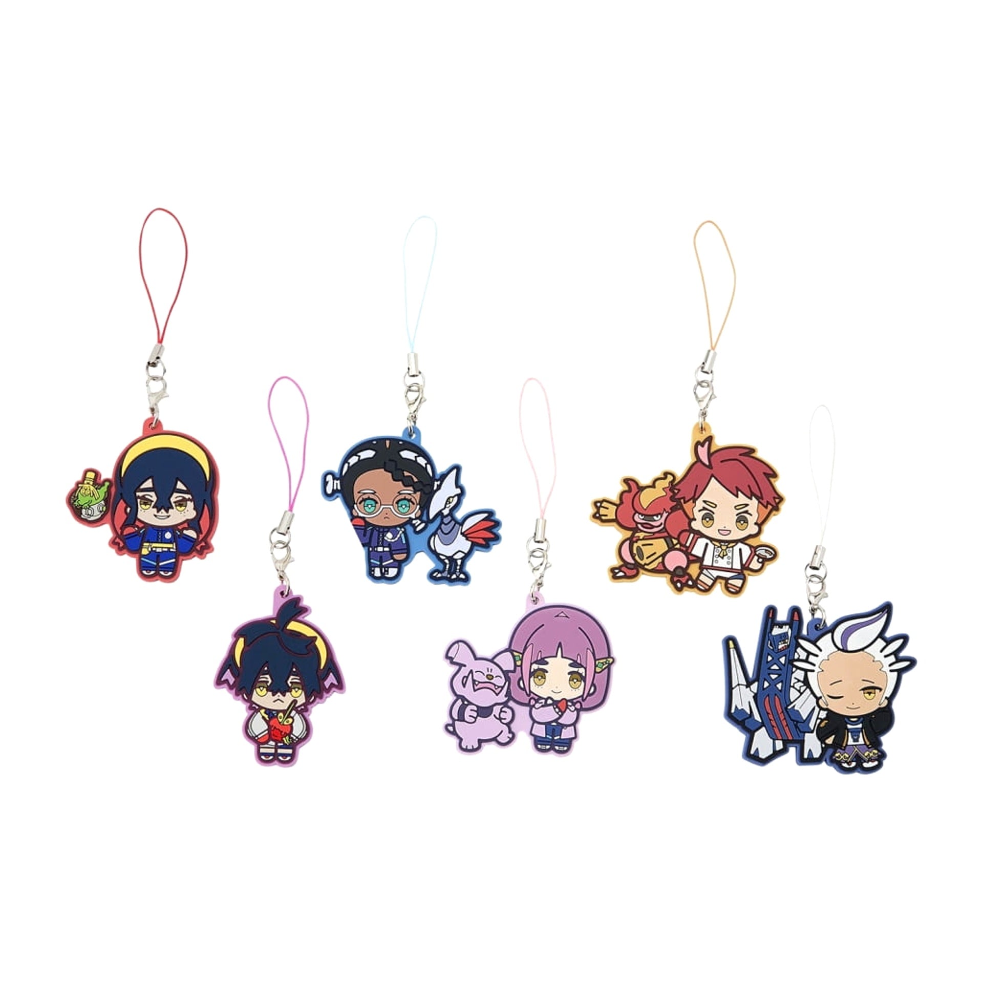 Pokemon Carmine & Others All 6 Types Set Rubber Strap Collection Pokemon Trainers The Hidden Treasure of Area Zero Arc Keychains [USED]