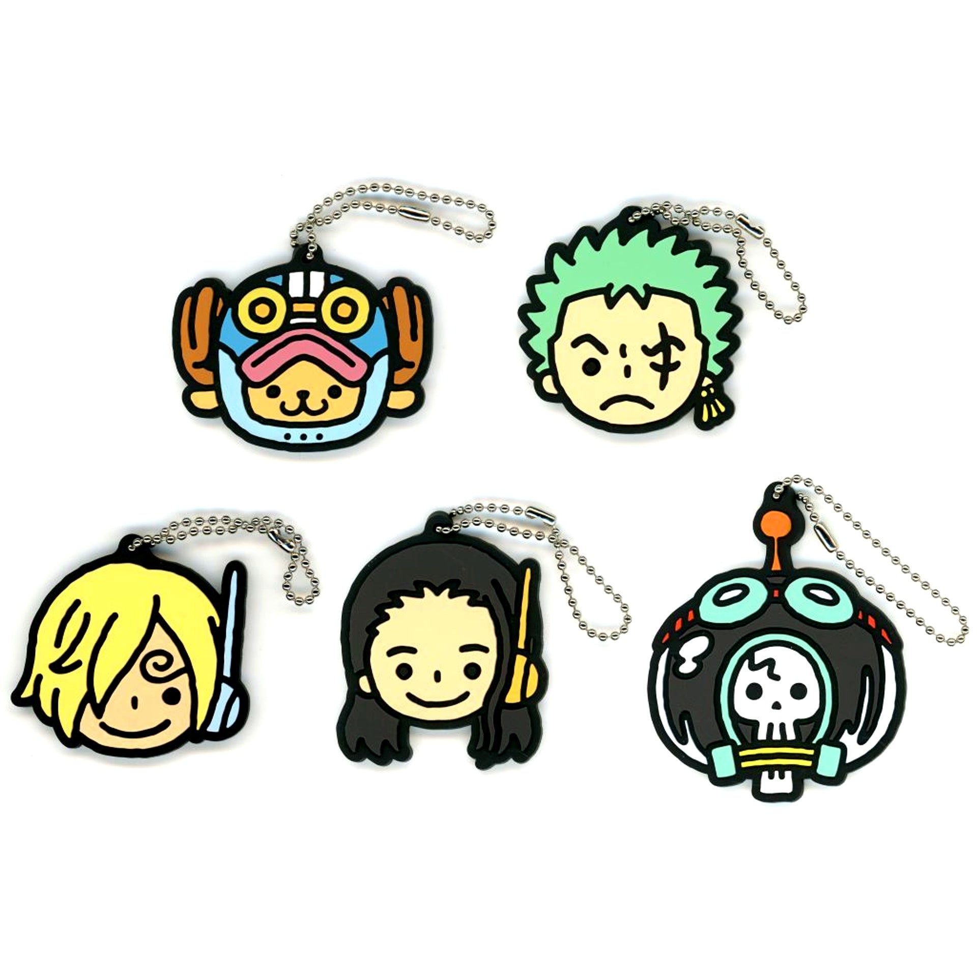 Set of 5 One Piece Rubber Keychain Egghead Straw Hat Pirates Vol.2 [USED]