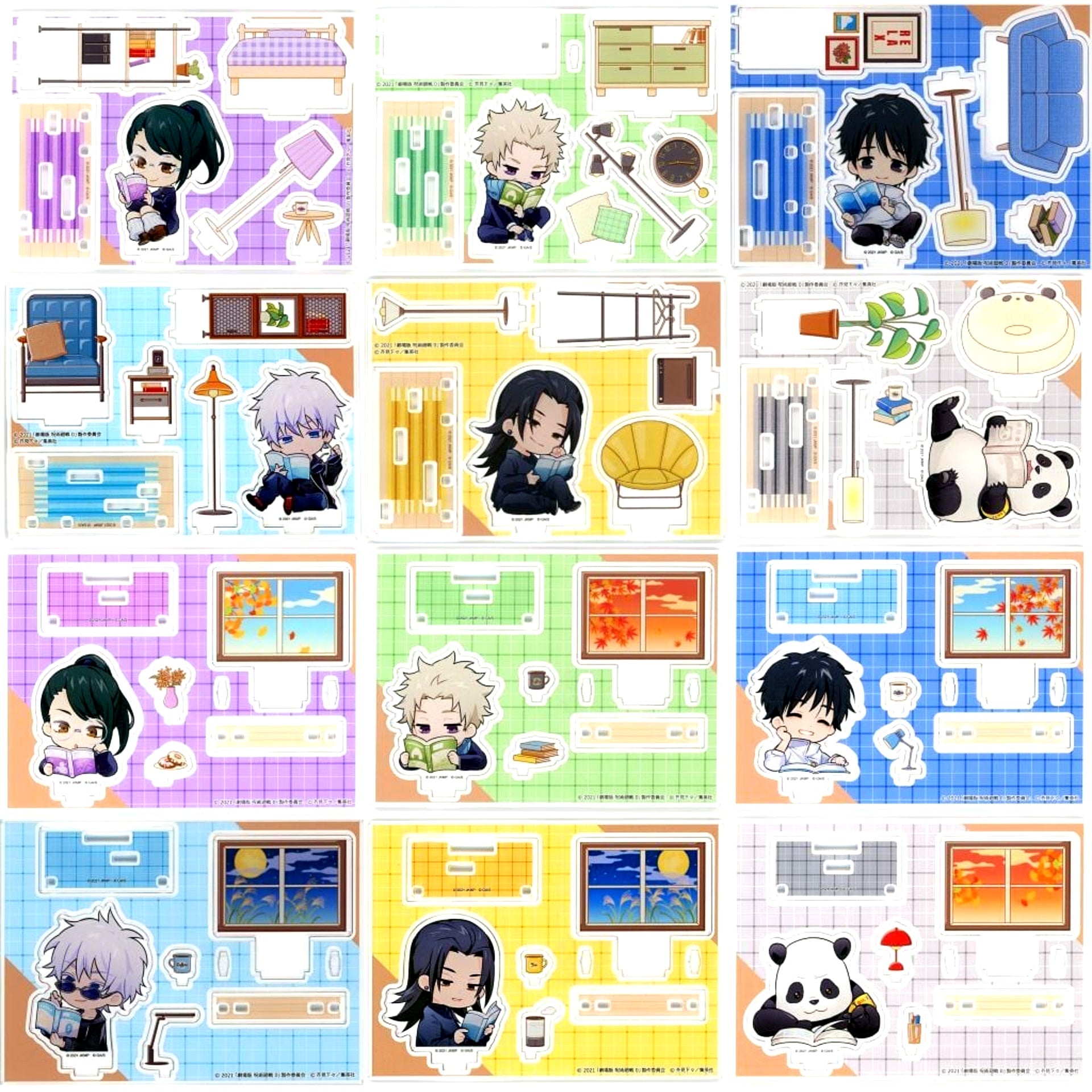 Set of 12 Acrylic Diorama Marukuji Jujutsu Kaisen 0 Relaxing Reading Time Daikichi [USED]