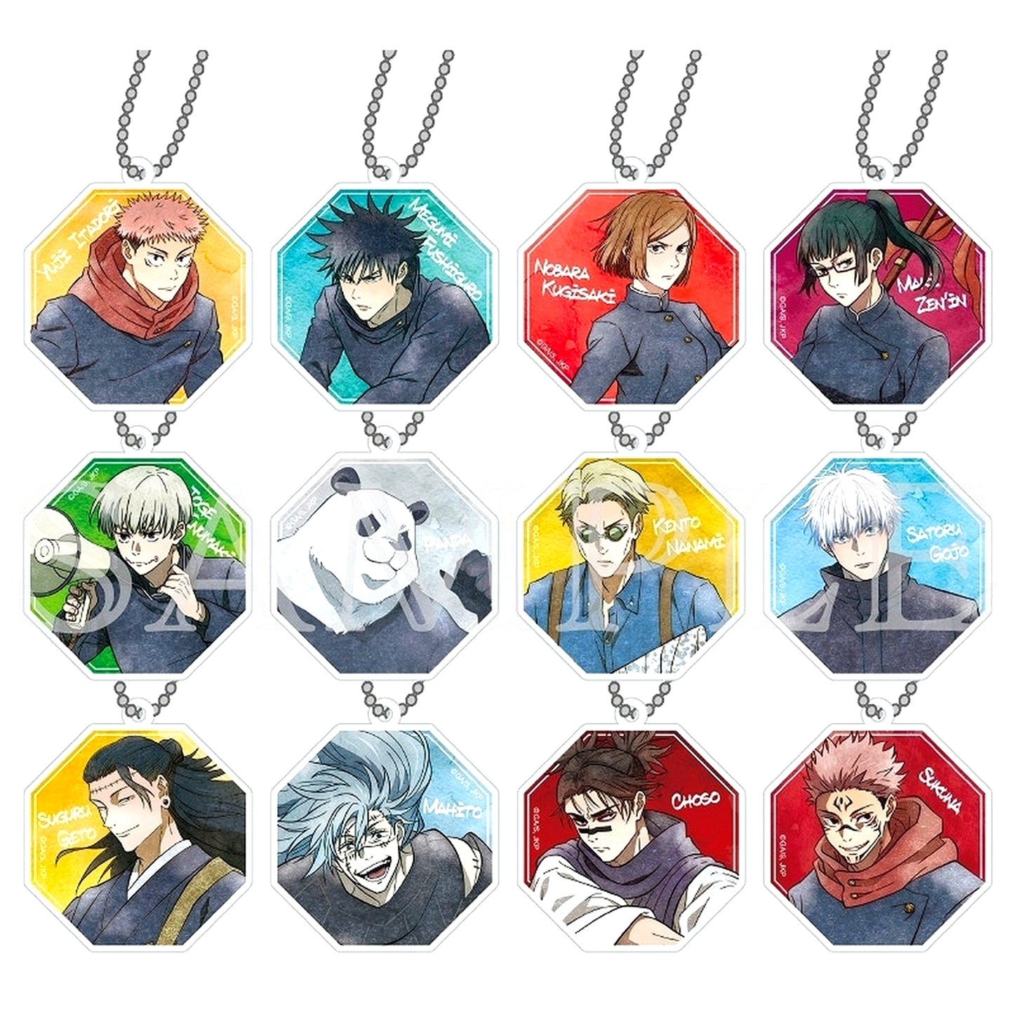 Set of 12 Jujutsu Kaisen Shibuya Incident KiraKira Acrylic Keychain Collection Emo Deco Ver [USED]
